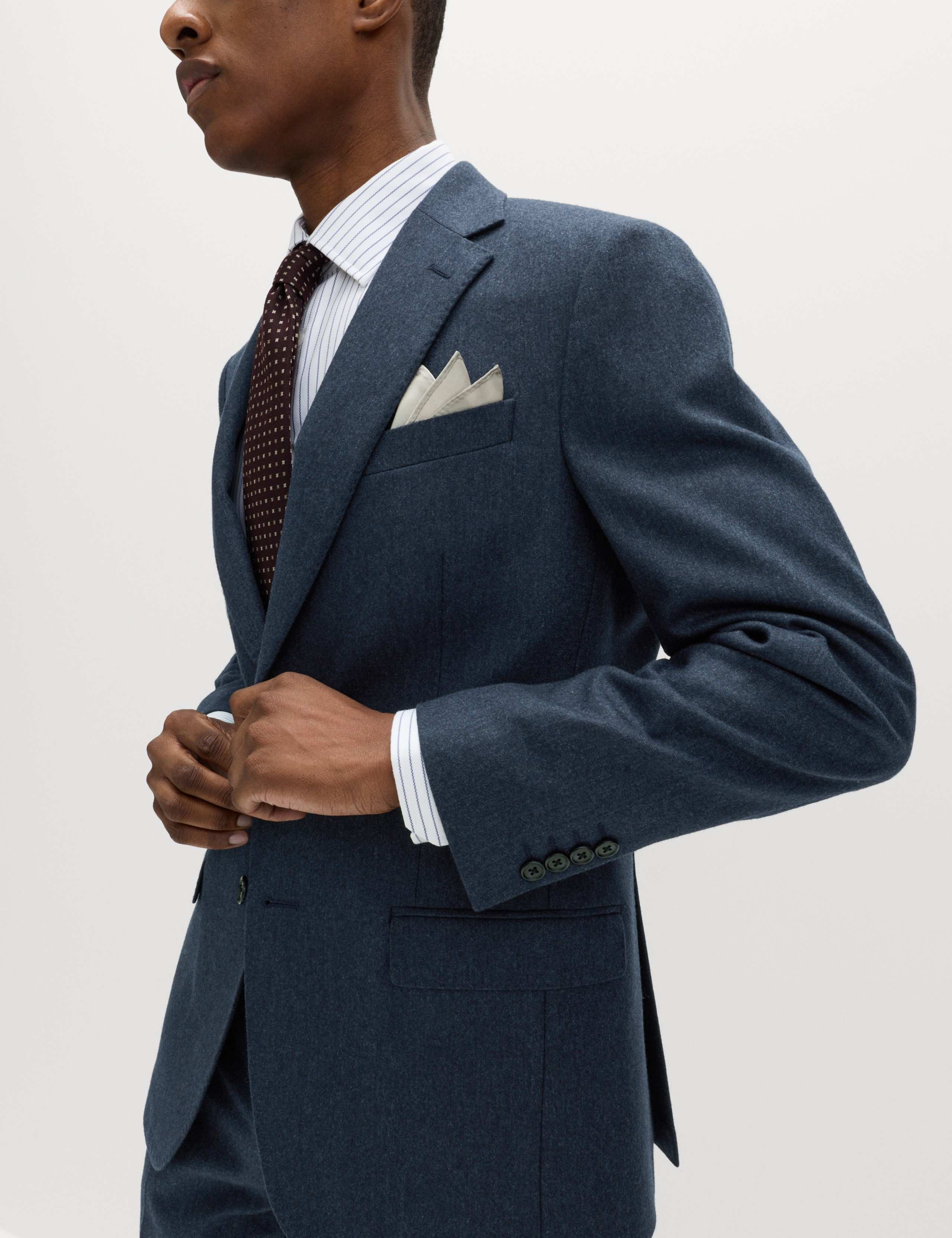 3 Piece Tailored Fit Italian Wool Rich Tweed Suit 1 of 6