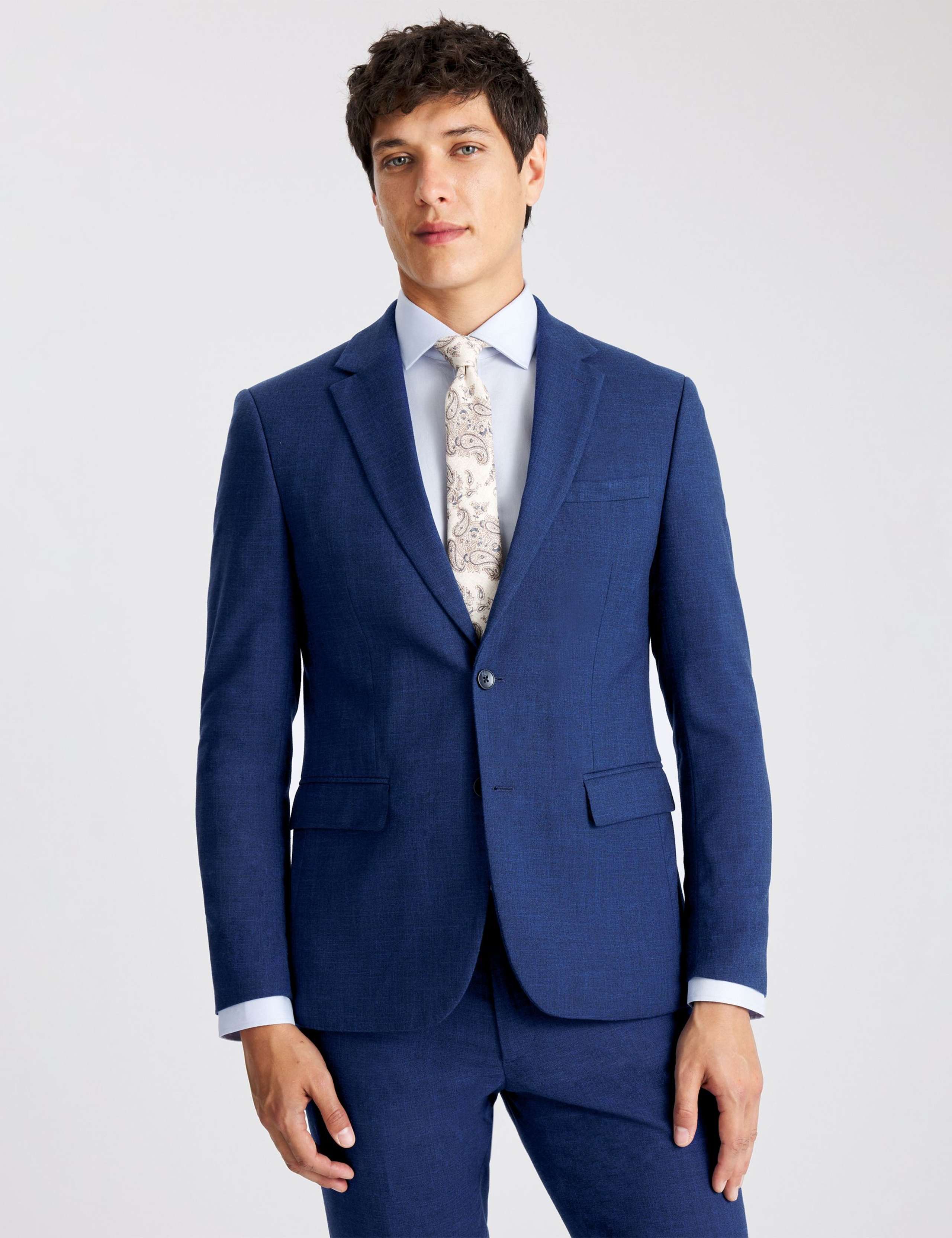 Slim Fit Slub Textured Suit