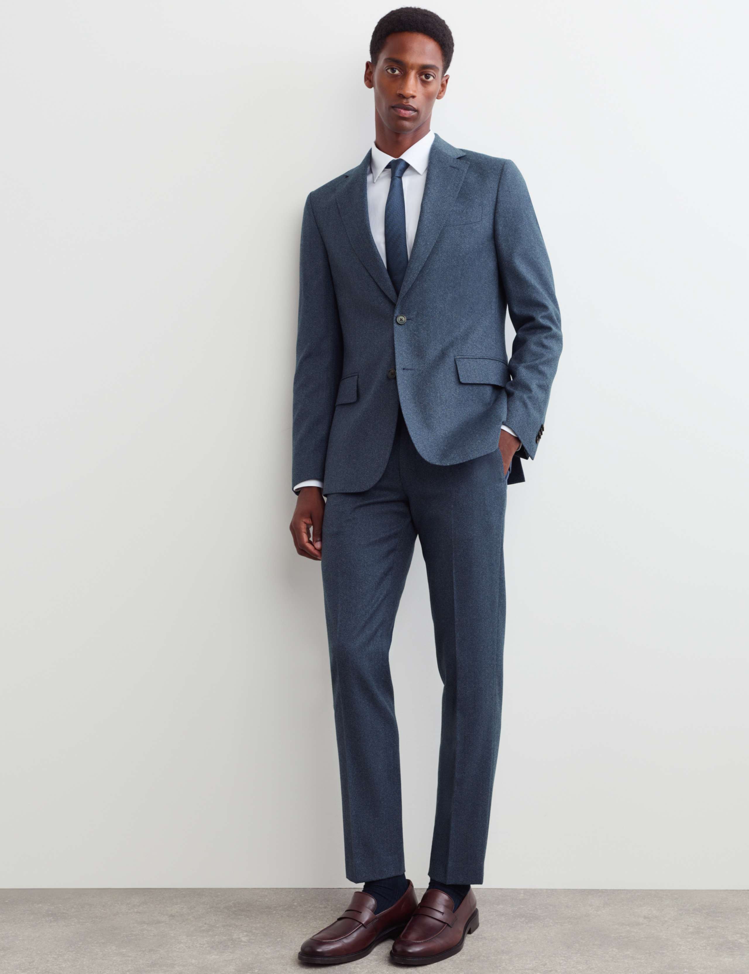 2 Piece Tailored Fit Pure Wool Mouliné Suit