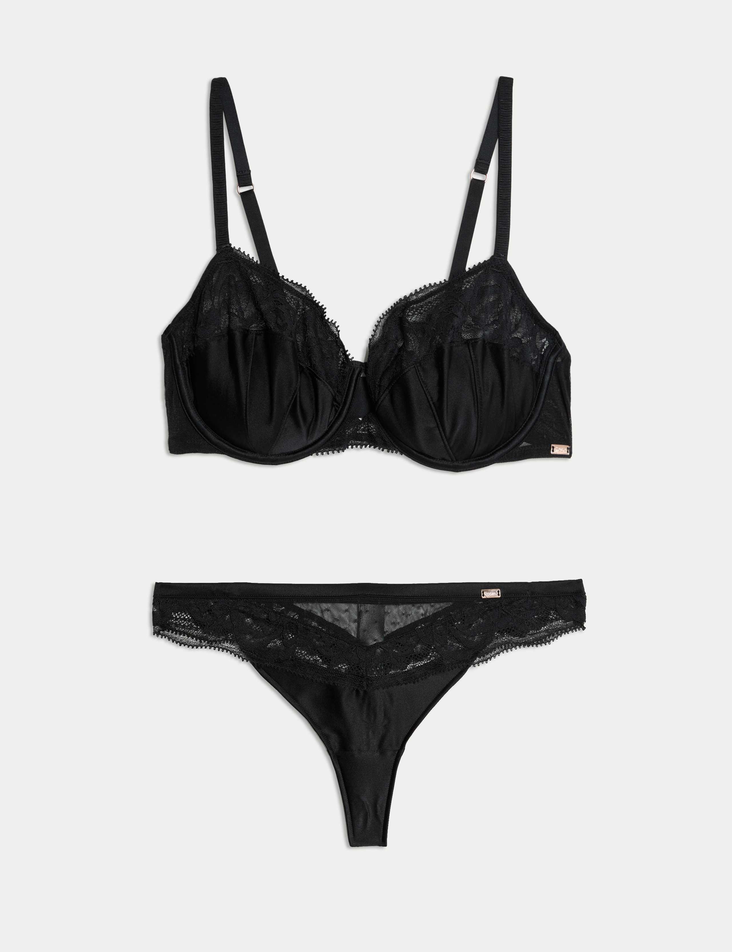 Silk & Lace Wired Balcony Bra Set 1 of 6