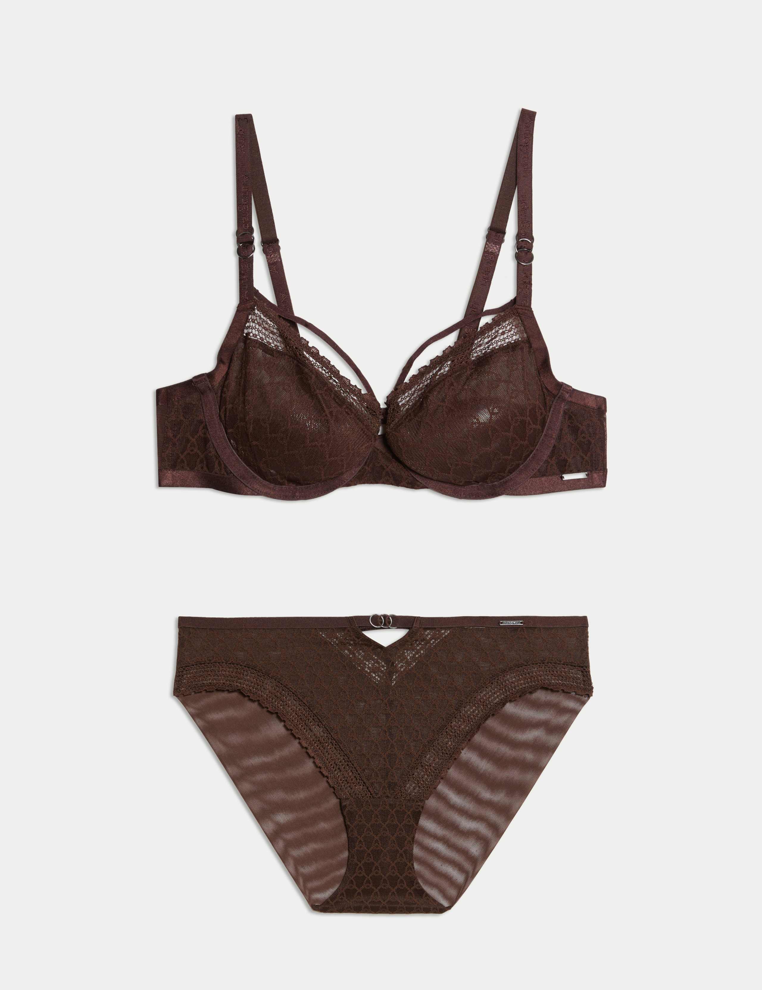Vienna Lace Wired Balcony Bra Set A-E 1 of 6