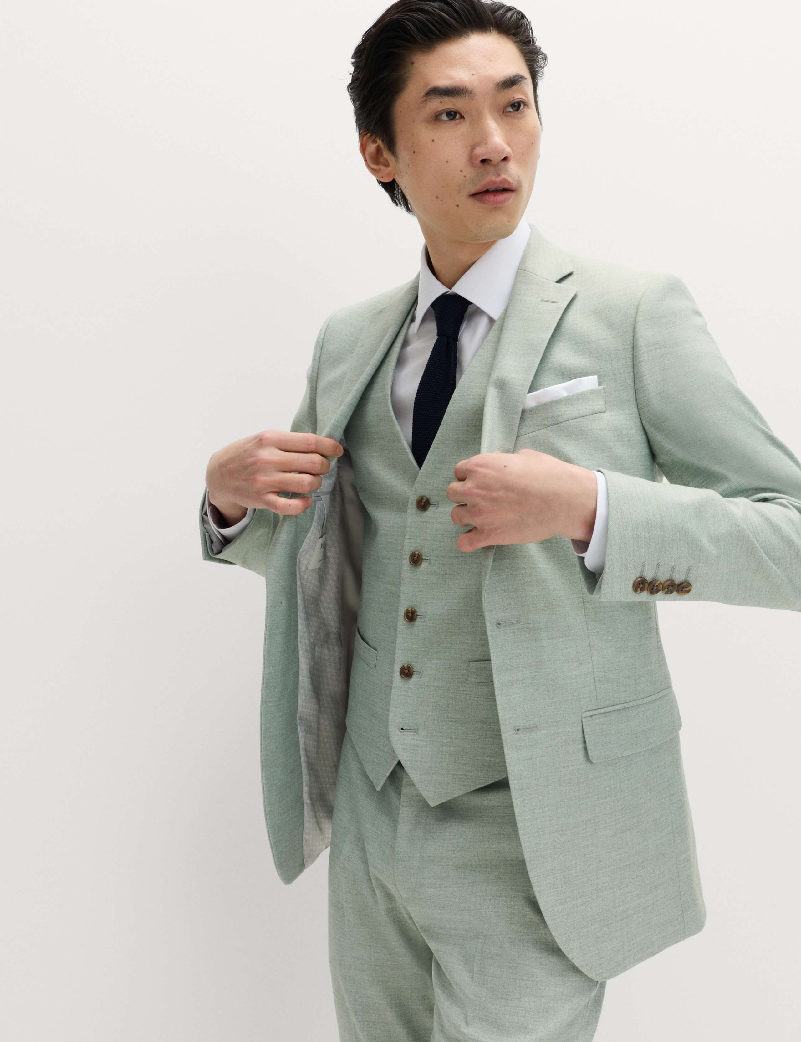 3 Piece Slim Fit Textured Stretch Suit 1 of 6