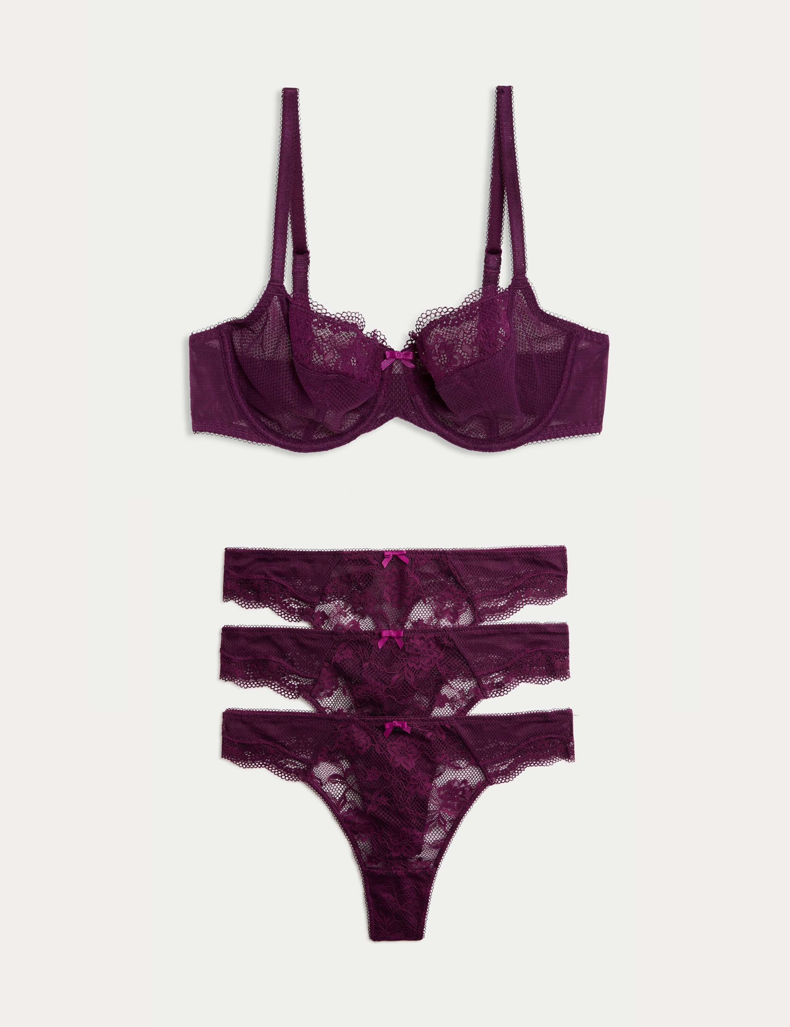 Jasmine Lace Wired Balcony Bra Set A-E 1 of 6