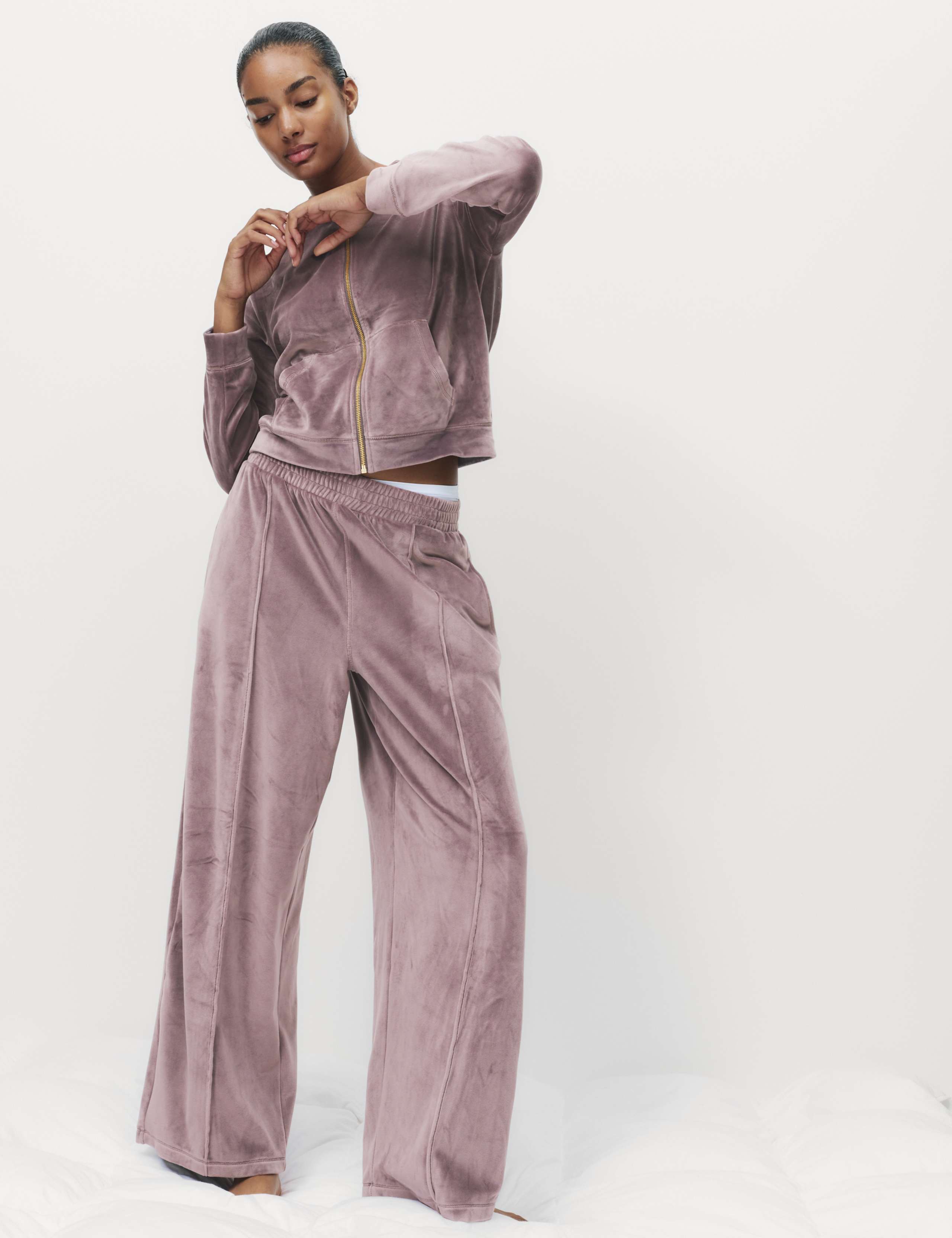 Velour Zip Lounge Hoodie Set