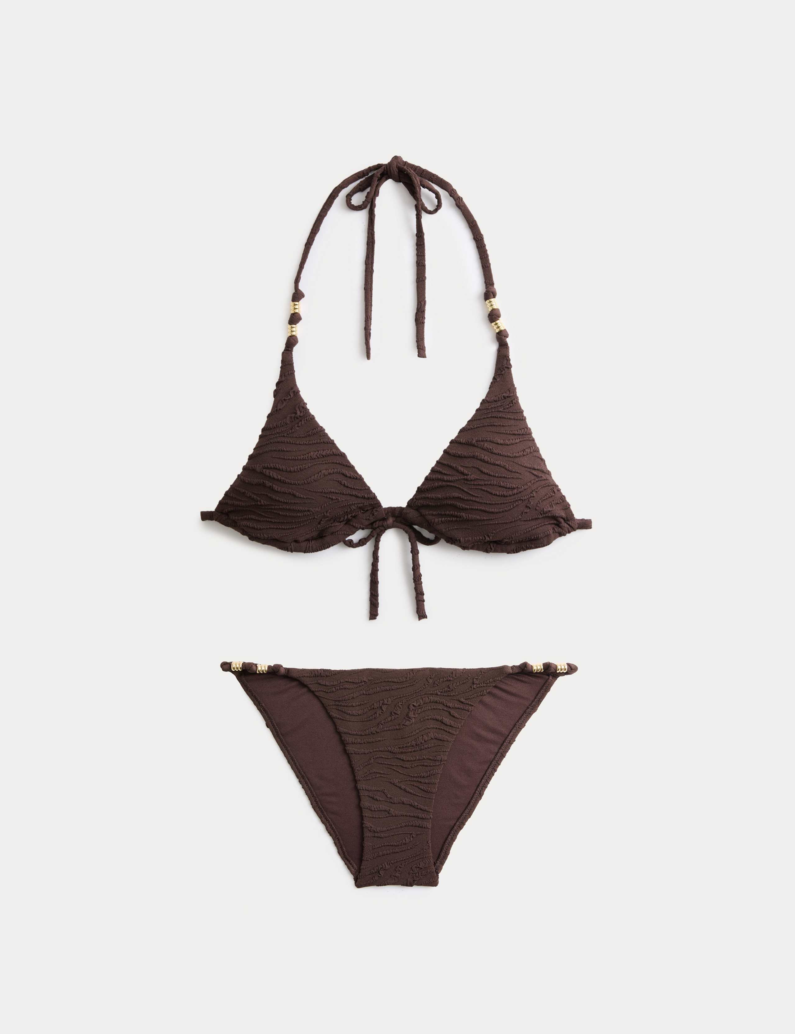 Animal Print Textured Triangle Bikini Set 1 of 6