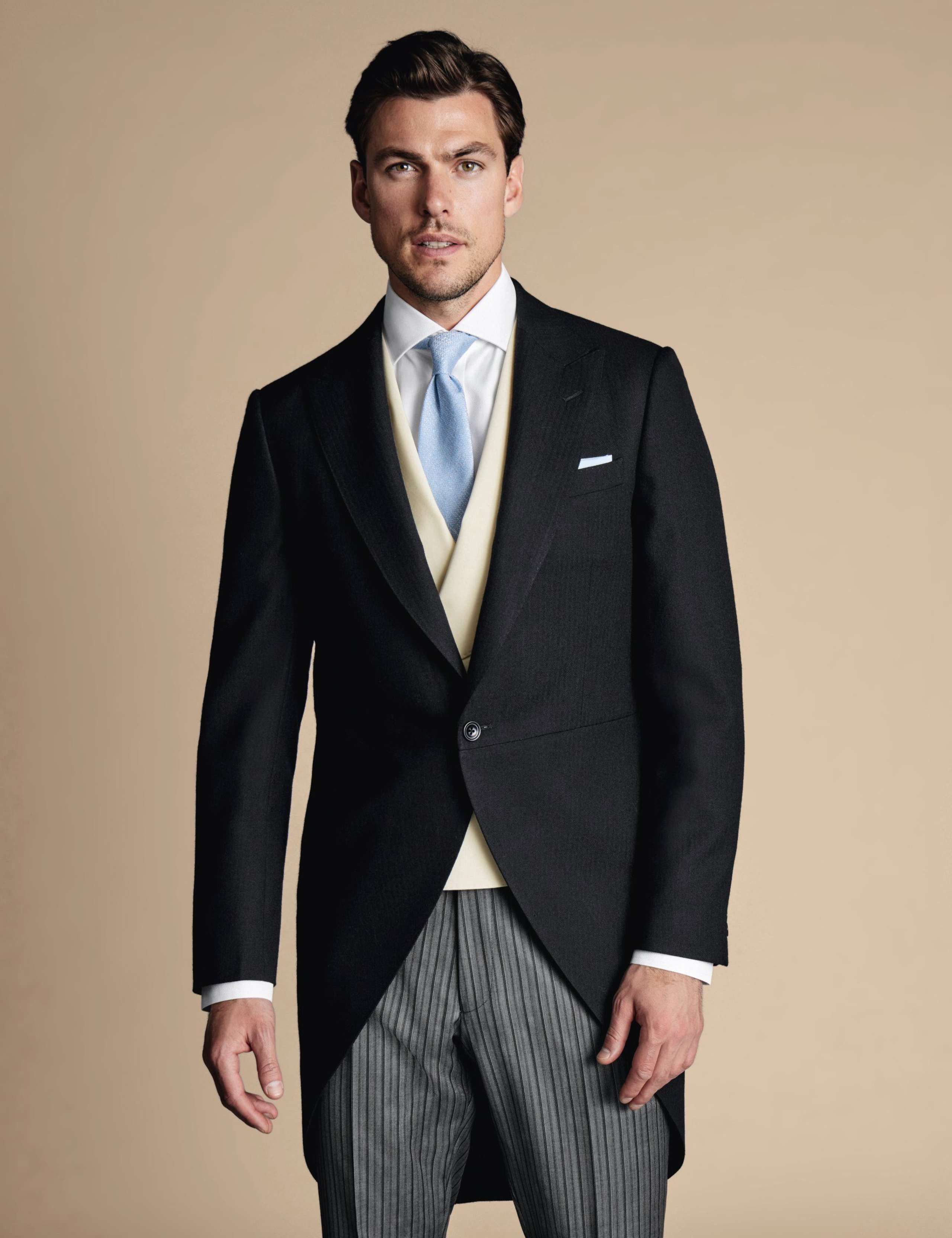 Slim Fit Herringbone Morning Suit