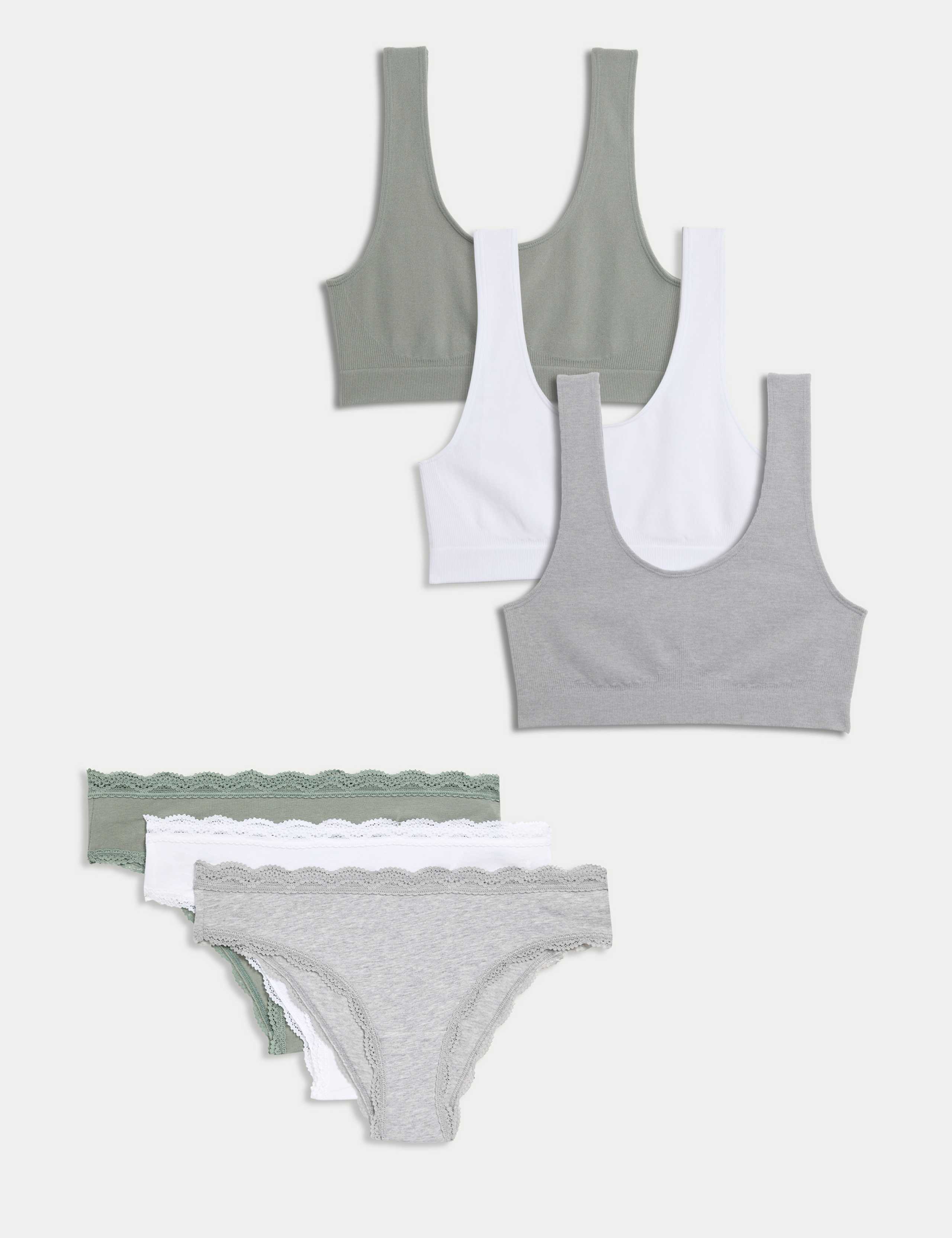 3pk Seamless Non Wired Crop Top Set 1 of 6