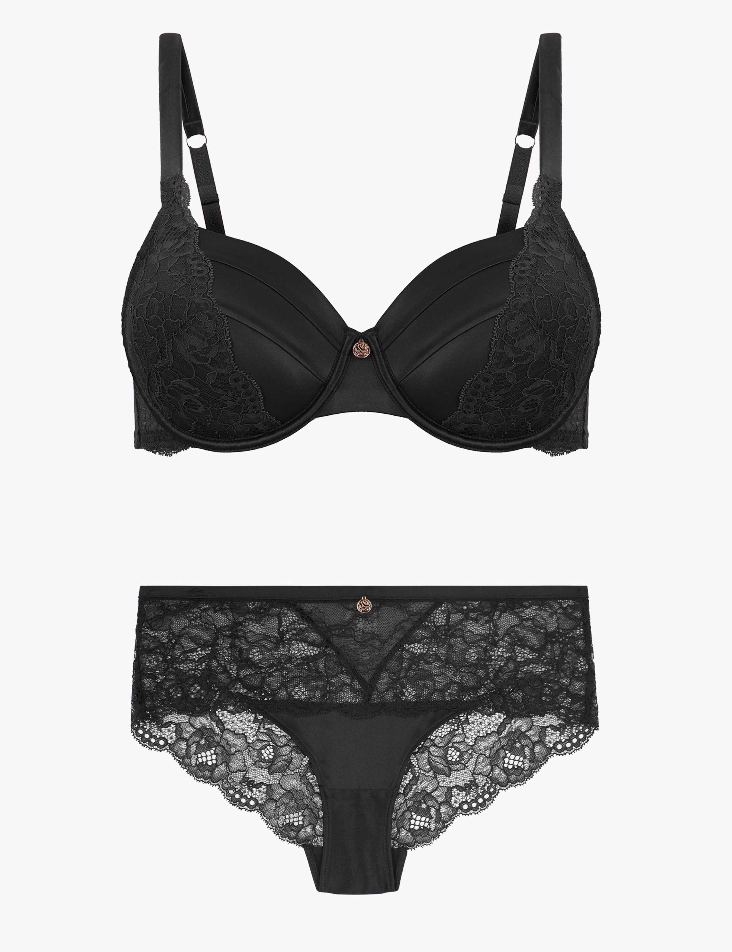 Silk & Lace Underwired Set with Full Cup Bra A-E 1 of 6