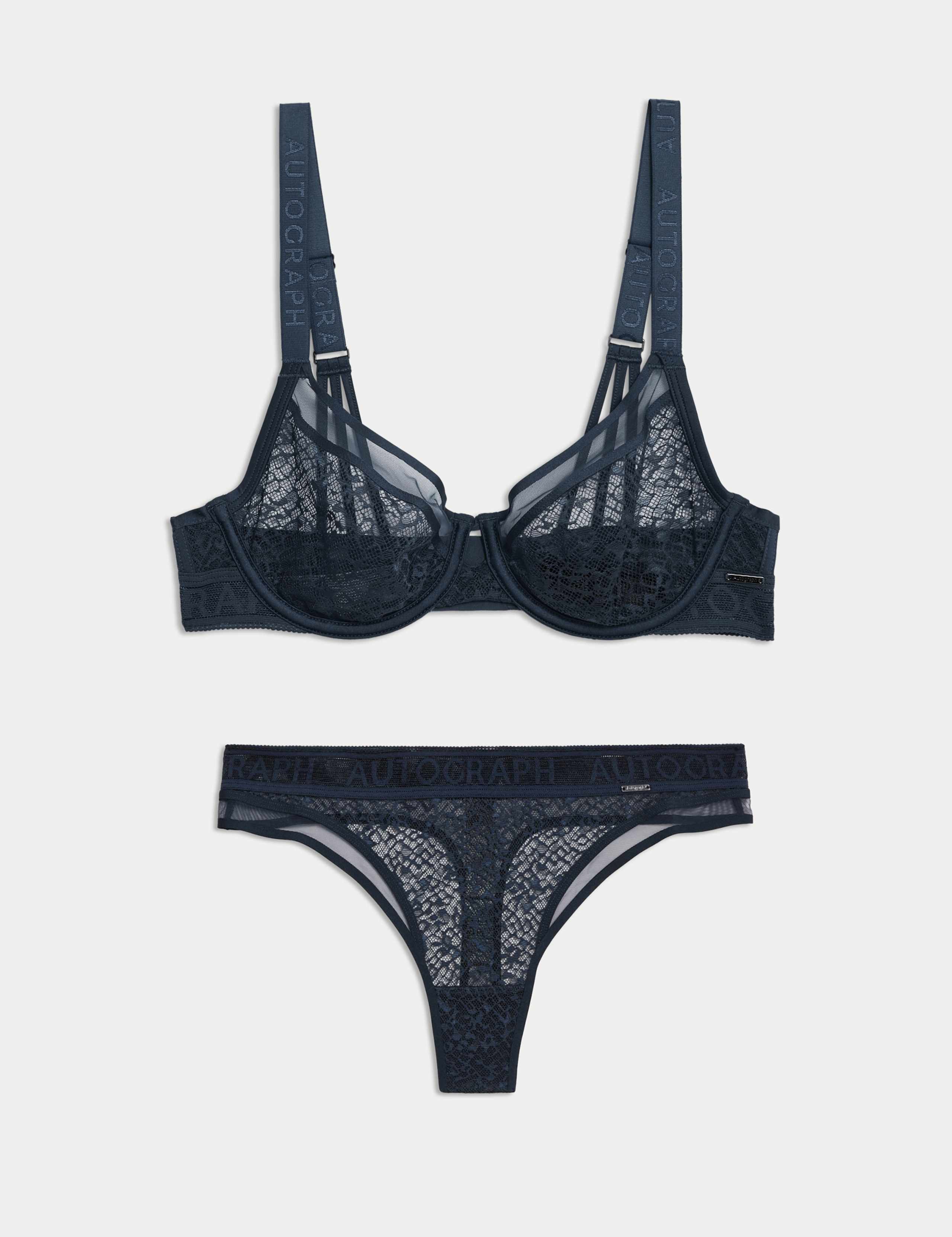 Tivoli Patterned Lace Wired Full Cup Bra Set A-E 1 of 6
