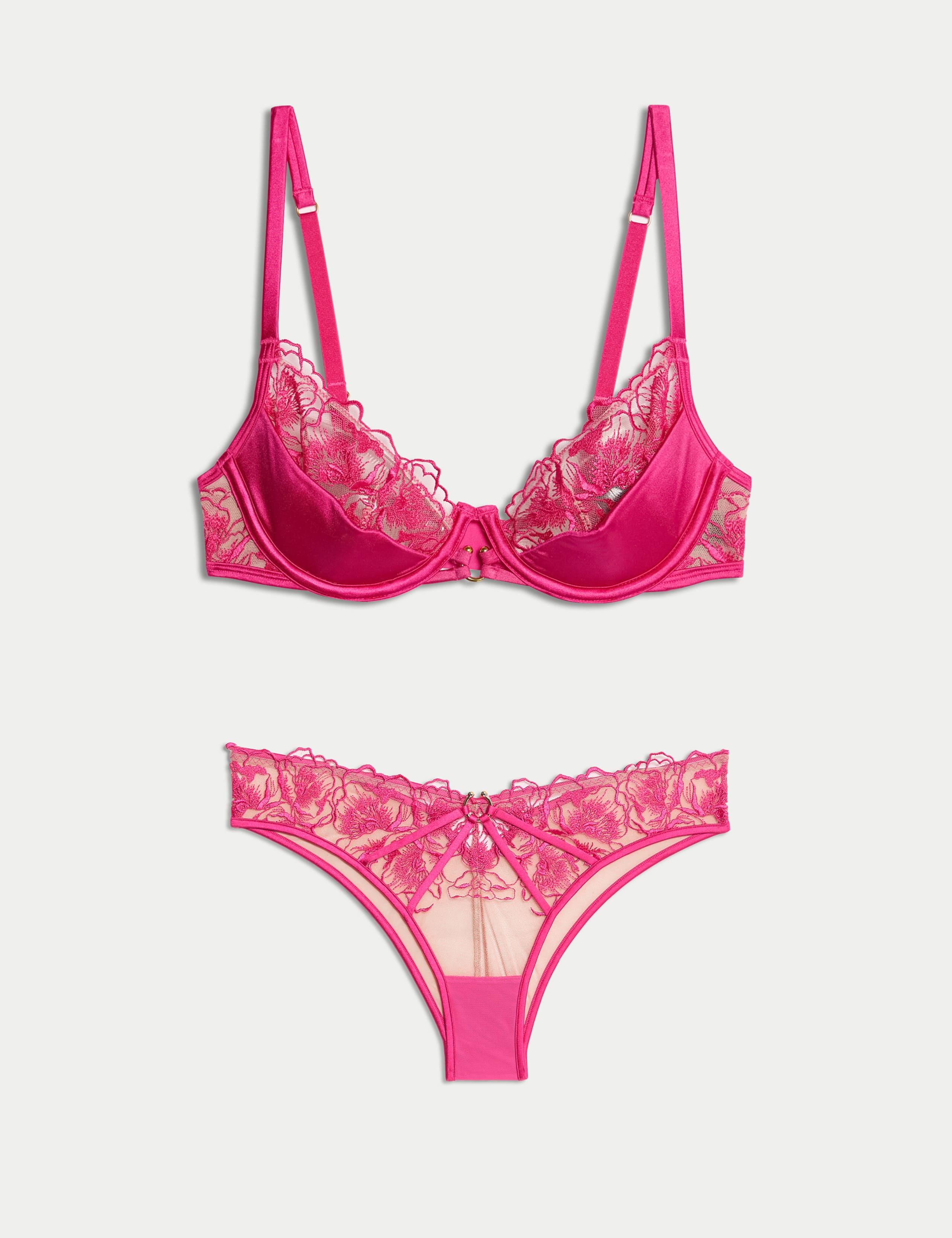 Gala Embroidery Wired Quarter Cup Balcony Bra Set A-E 1 of 6