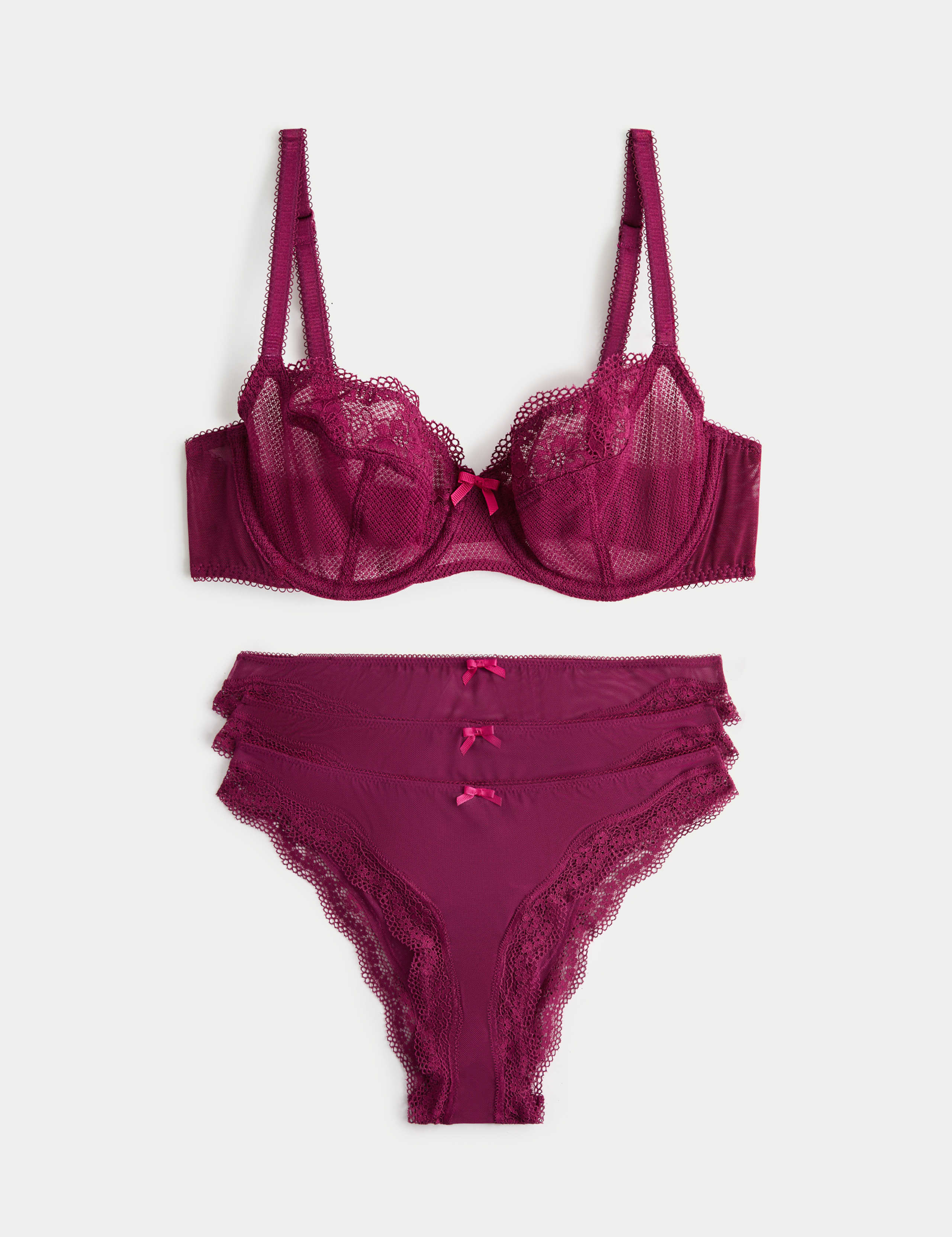 Jasmine Lace Wired Balcony Bra Set A-E 1 of 6