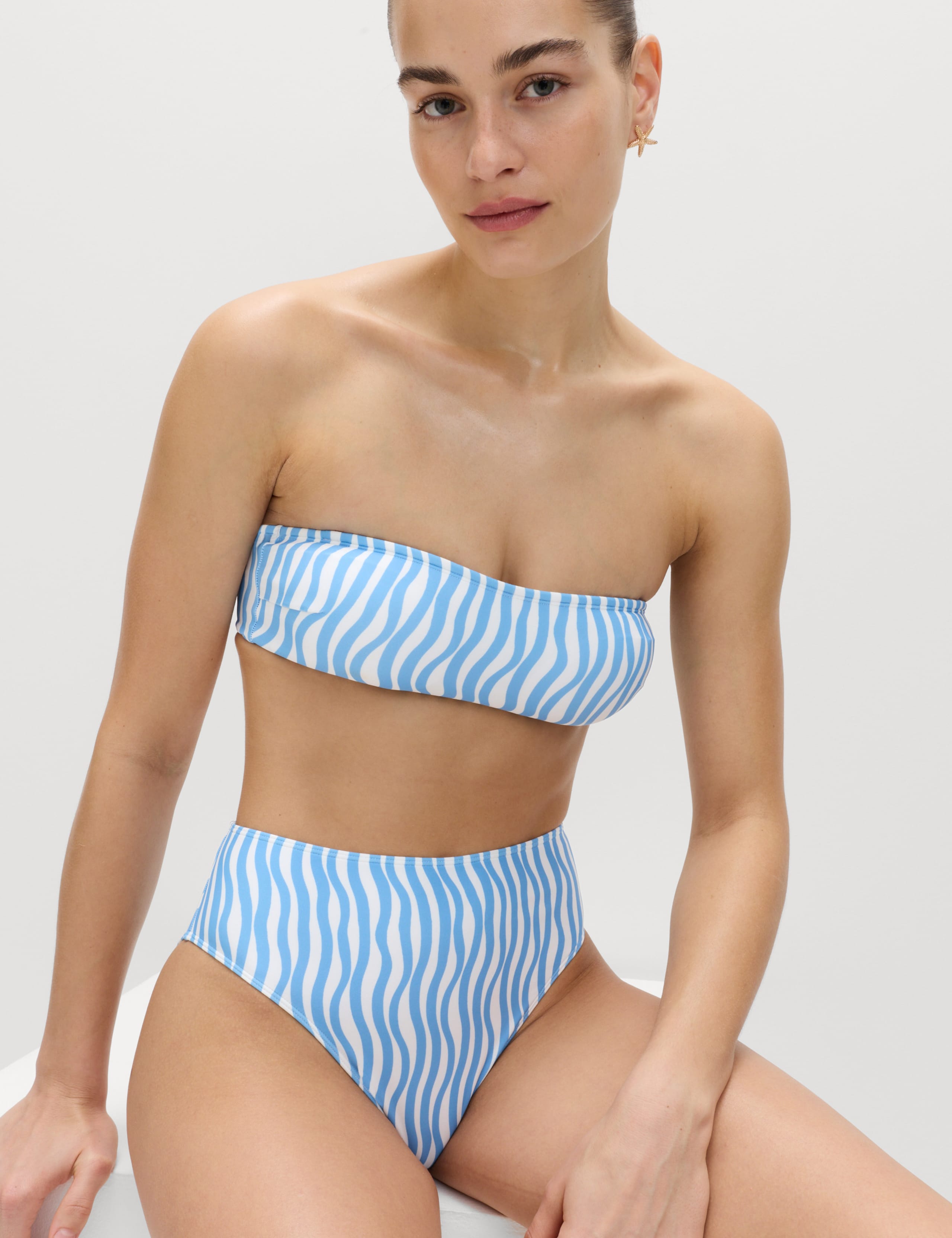Printed Bandeau Bikini Set