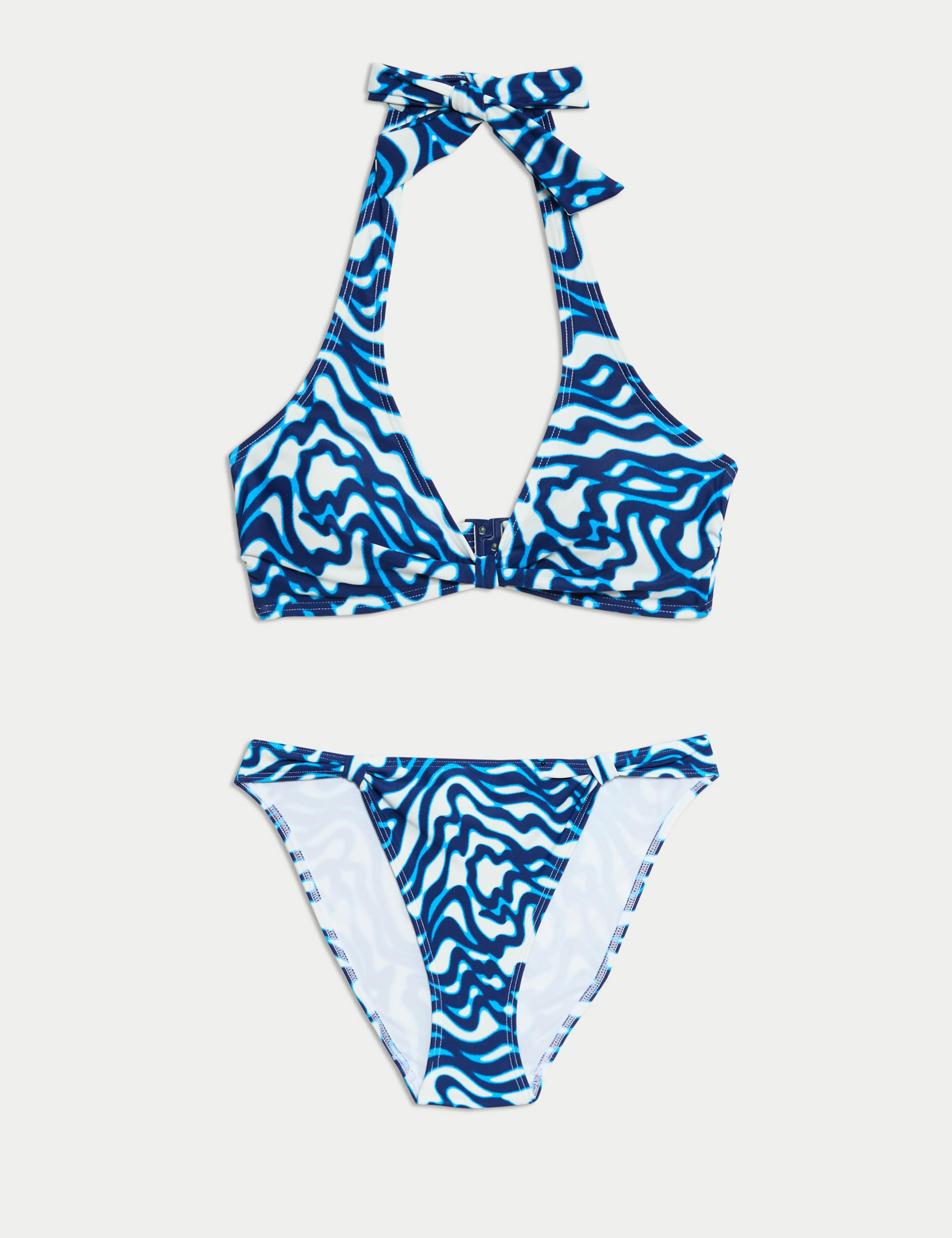 Knot Front Halterneck Plunge Bikini Set 1 of 6