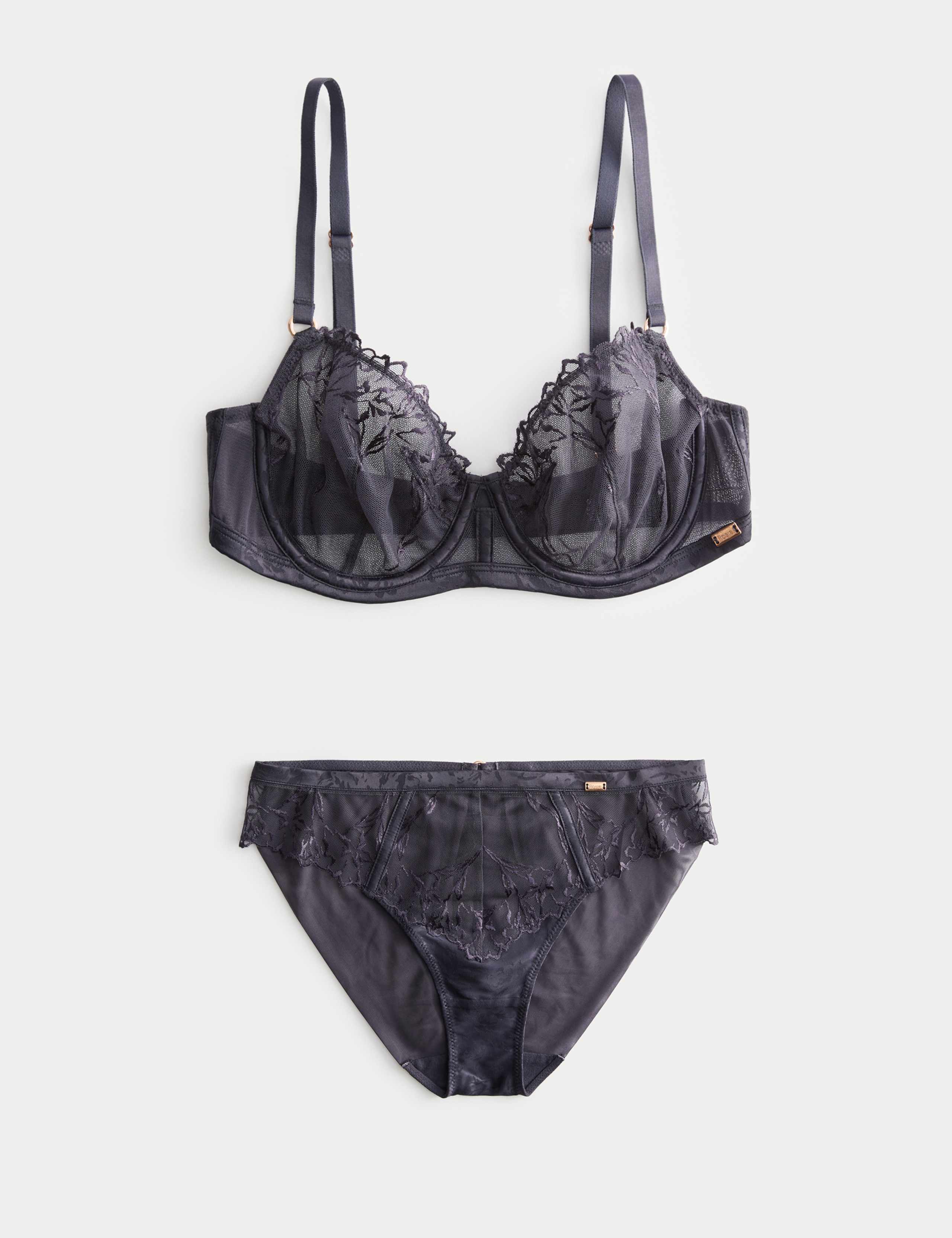 Lisianthus Embroidery Wired Balcony Bra Set A-E 1 of 6