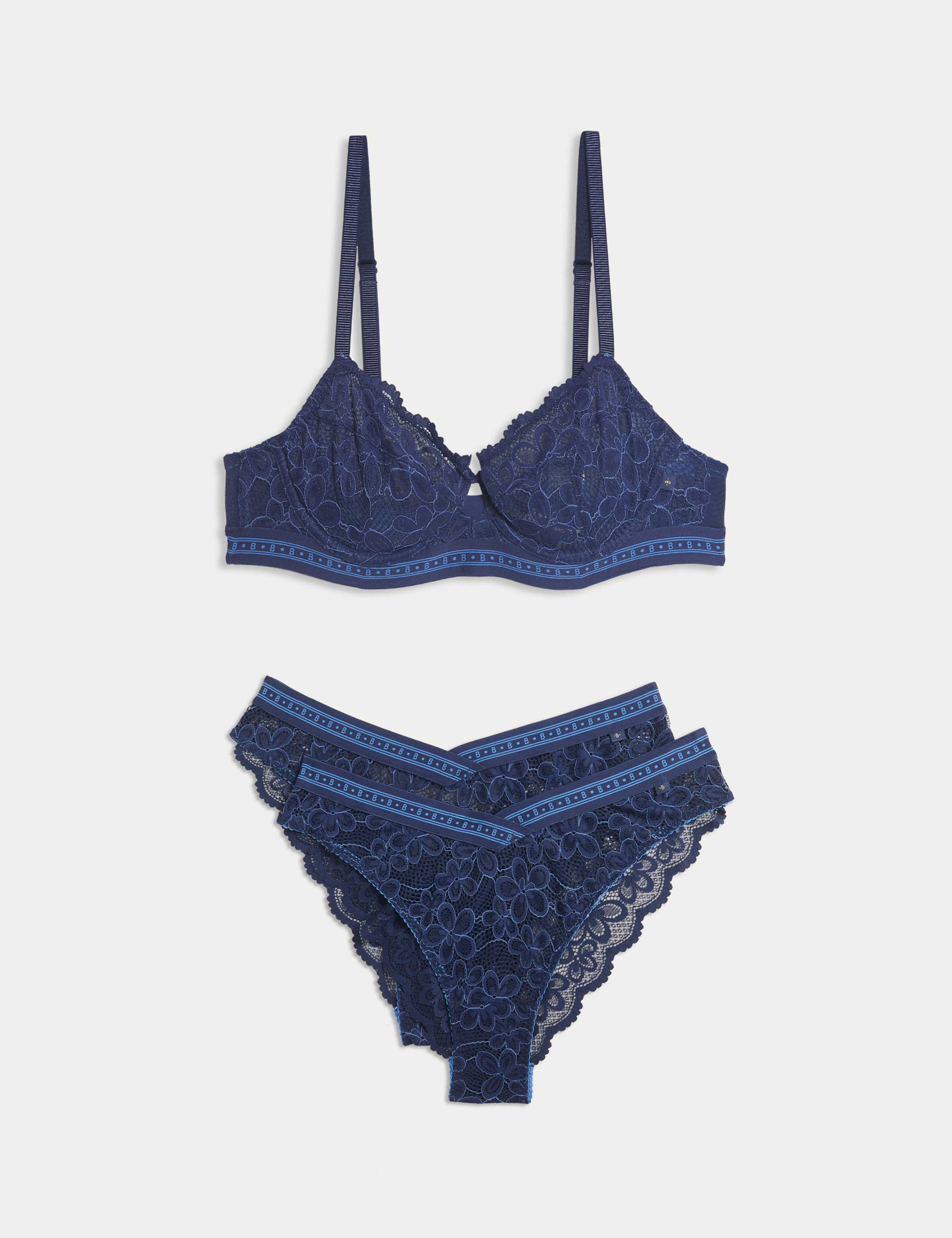 Cleo Lace Wired Balcony Bra Set A-E 1 of 6