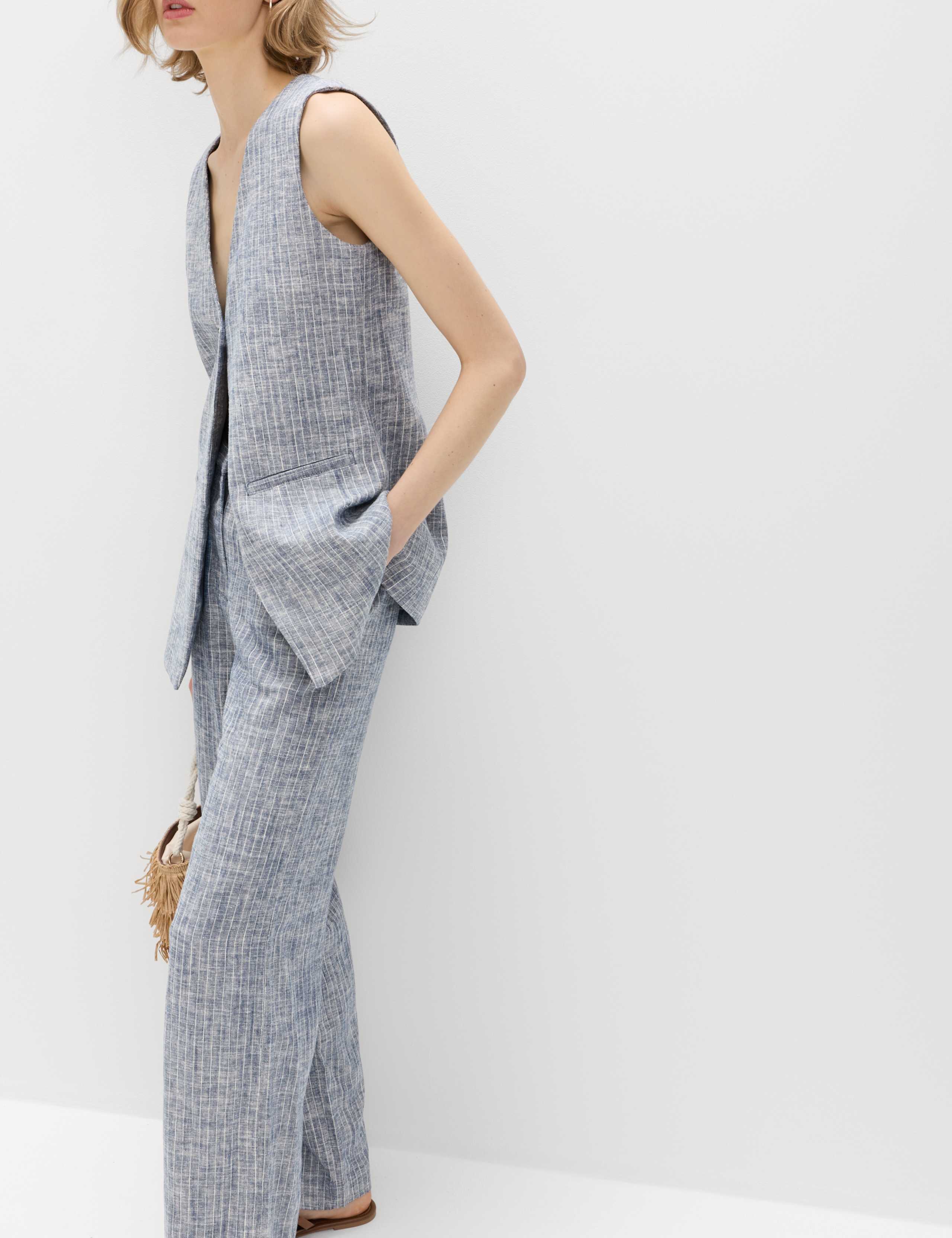 Linen Pinstripe Waistcoat & Trouser Set