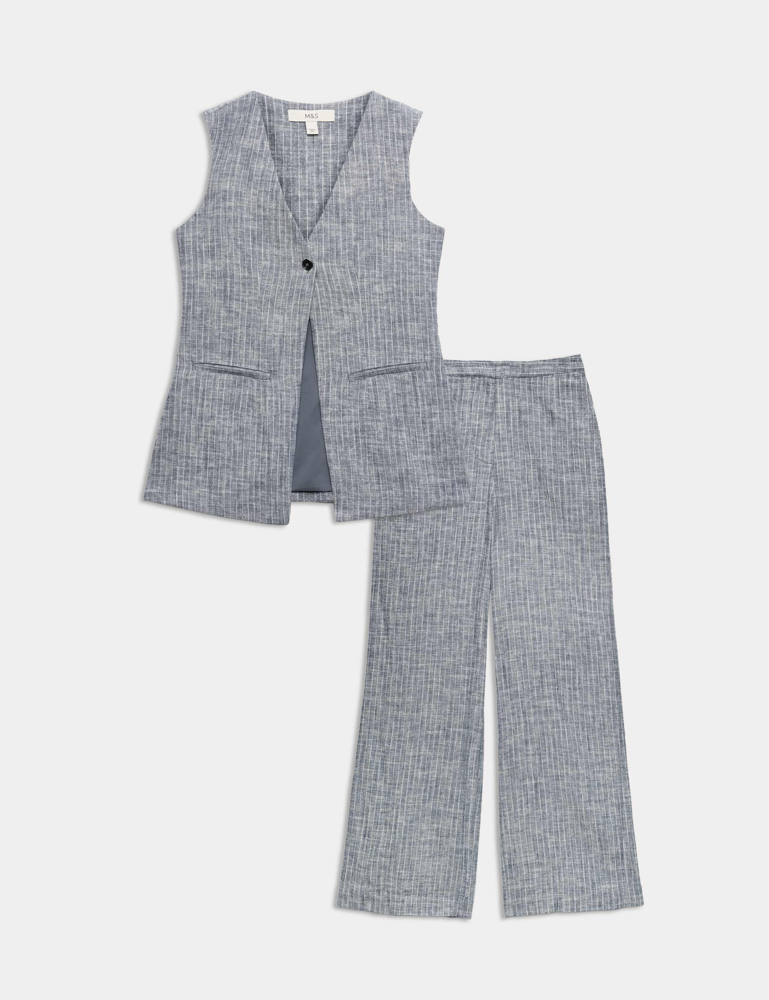 Linen Pinstripe Waistcoat & Trouser Set 1 of 6
