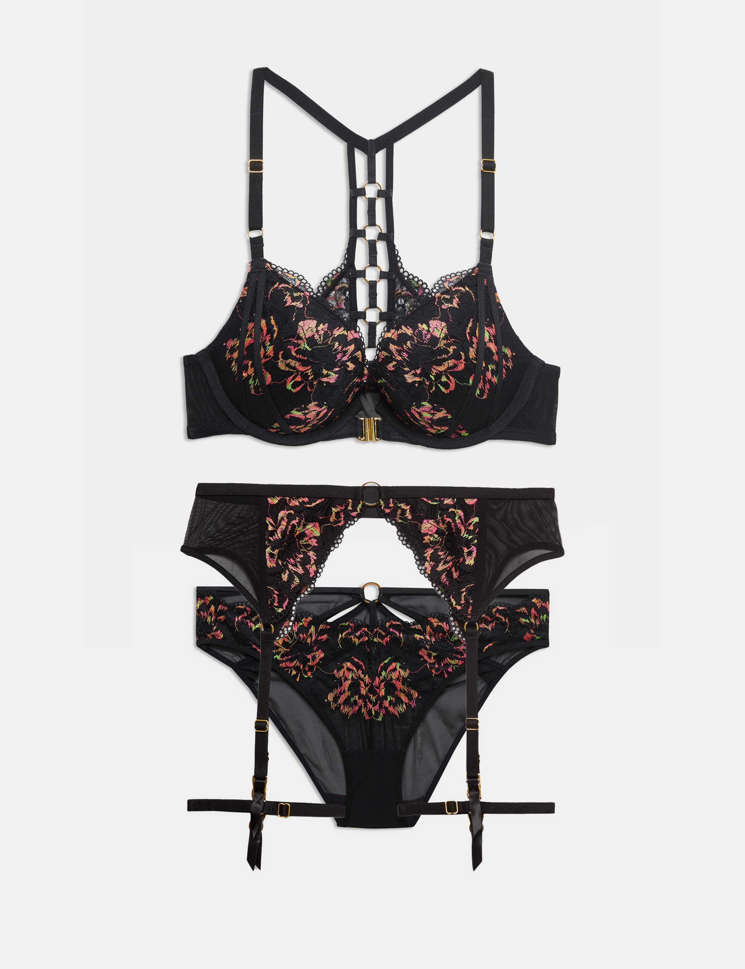 Vera Lace Wired Push-Up Plunge Bra Set A-E 1 of 6