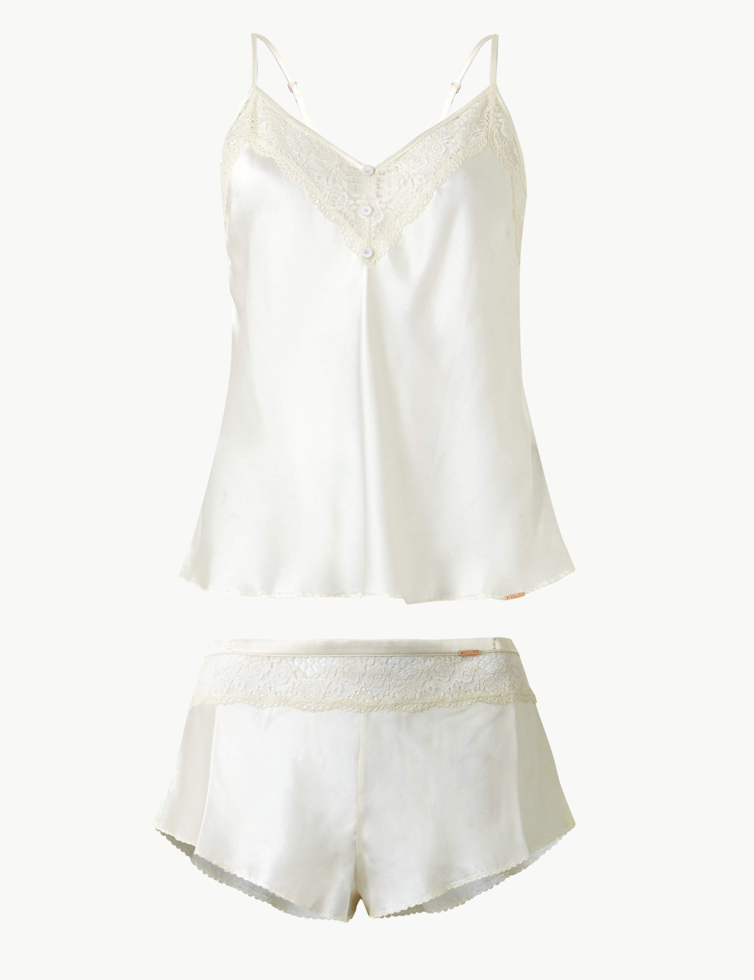 Silk & Lace Camisole Set with French Knickers 1 of 7