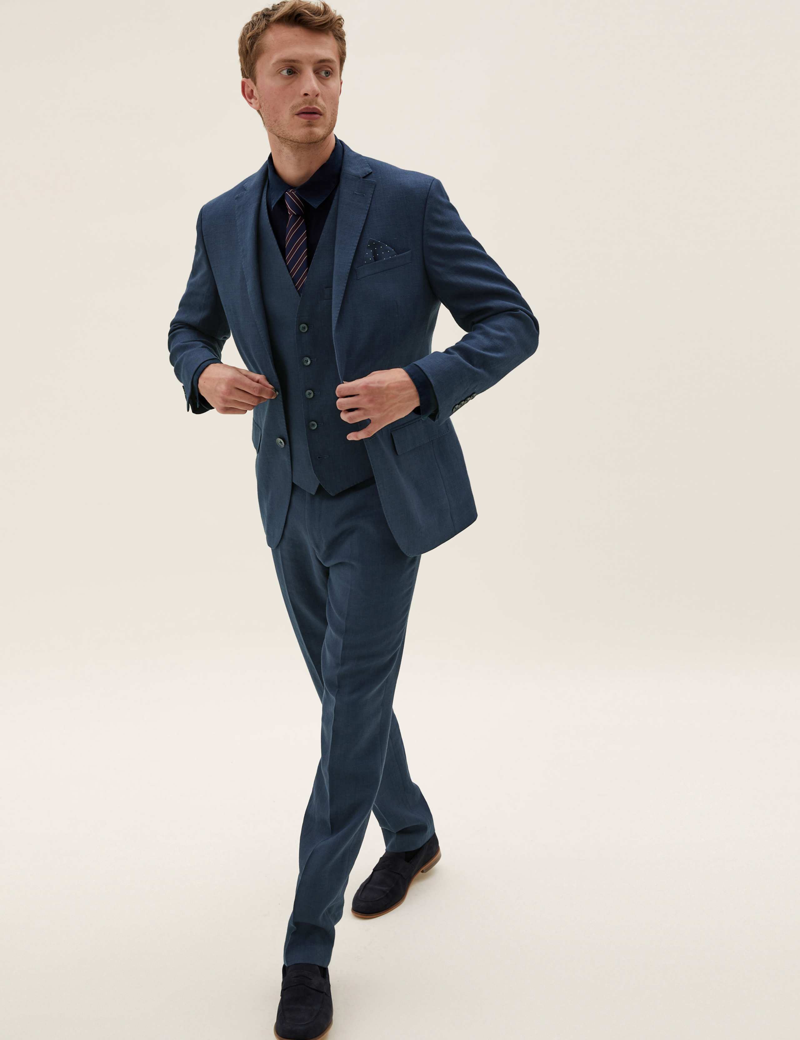 Tailored Fit Italian Linen Miracle™ 3 Piece Suit 3 of 8