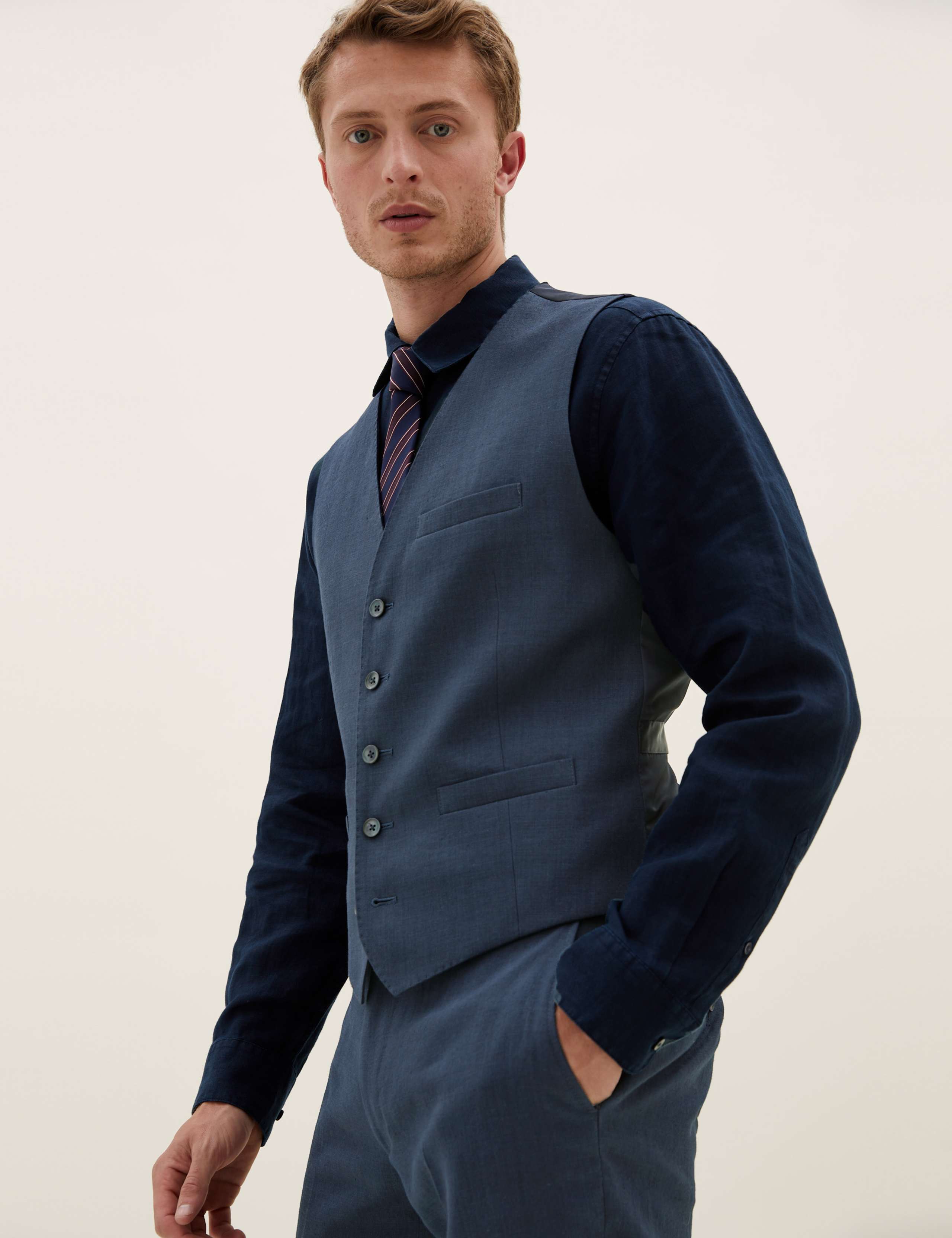 Tailored Fit Italian Linen Miracle™ 3 Piece Suit 1 of 8