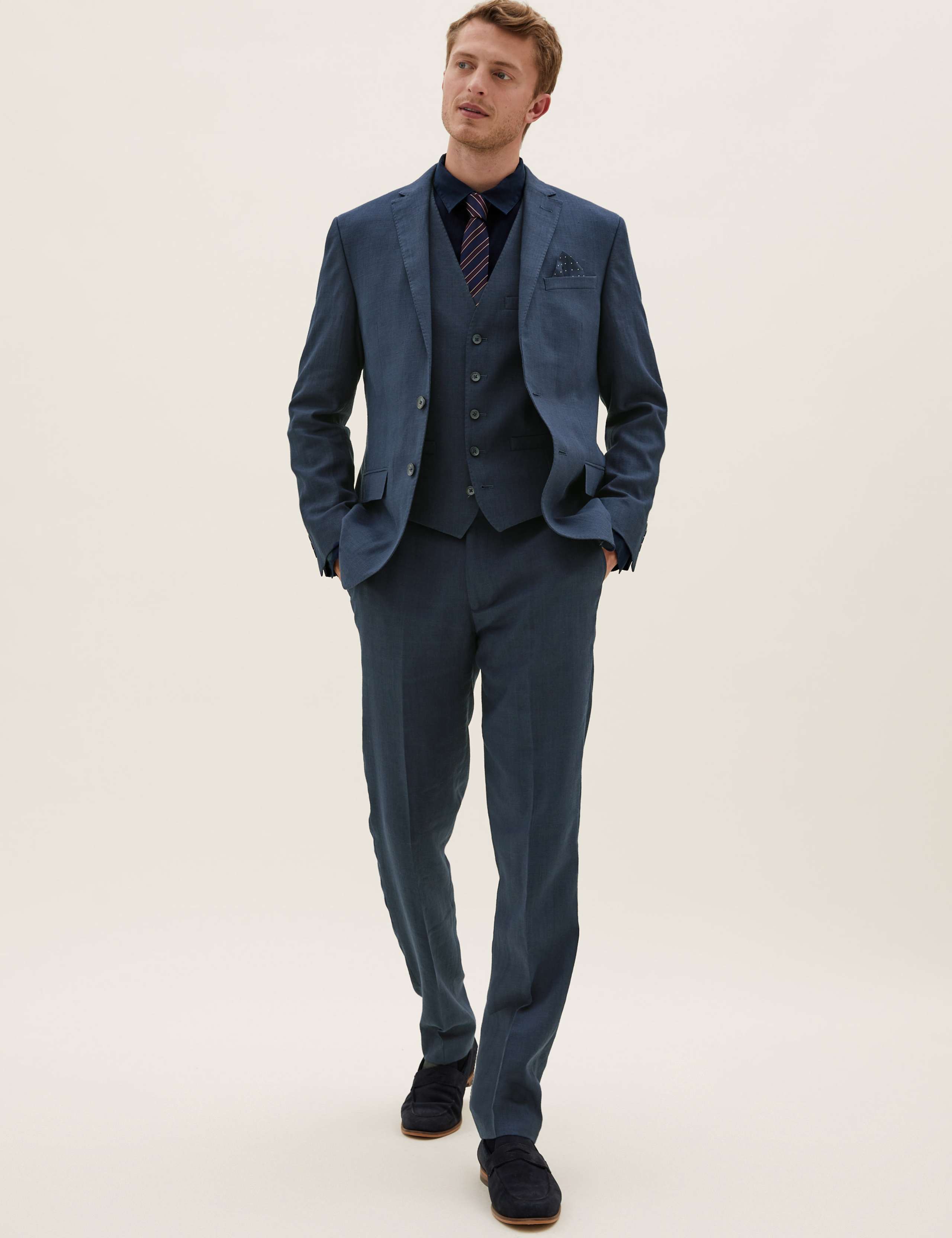 Tailored Fit Italian Linen Miracle™ 3 Piece Suit 7 of 8