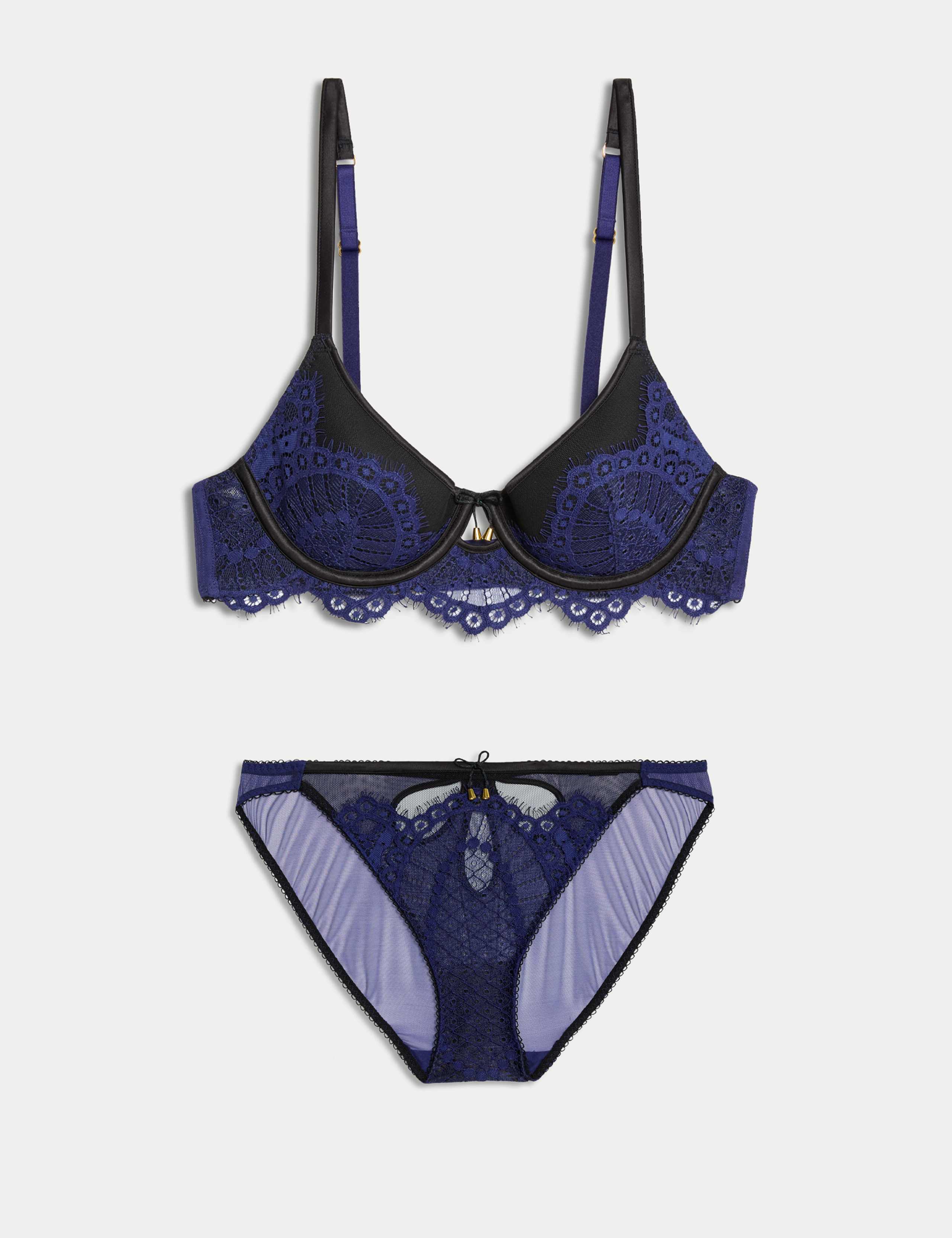 Christelle Lace Wired Demi Cup Bra Set A-E 1 of 6