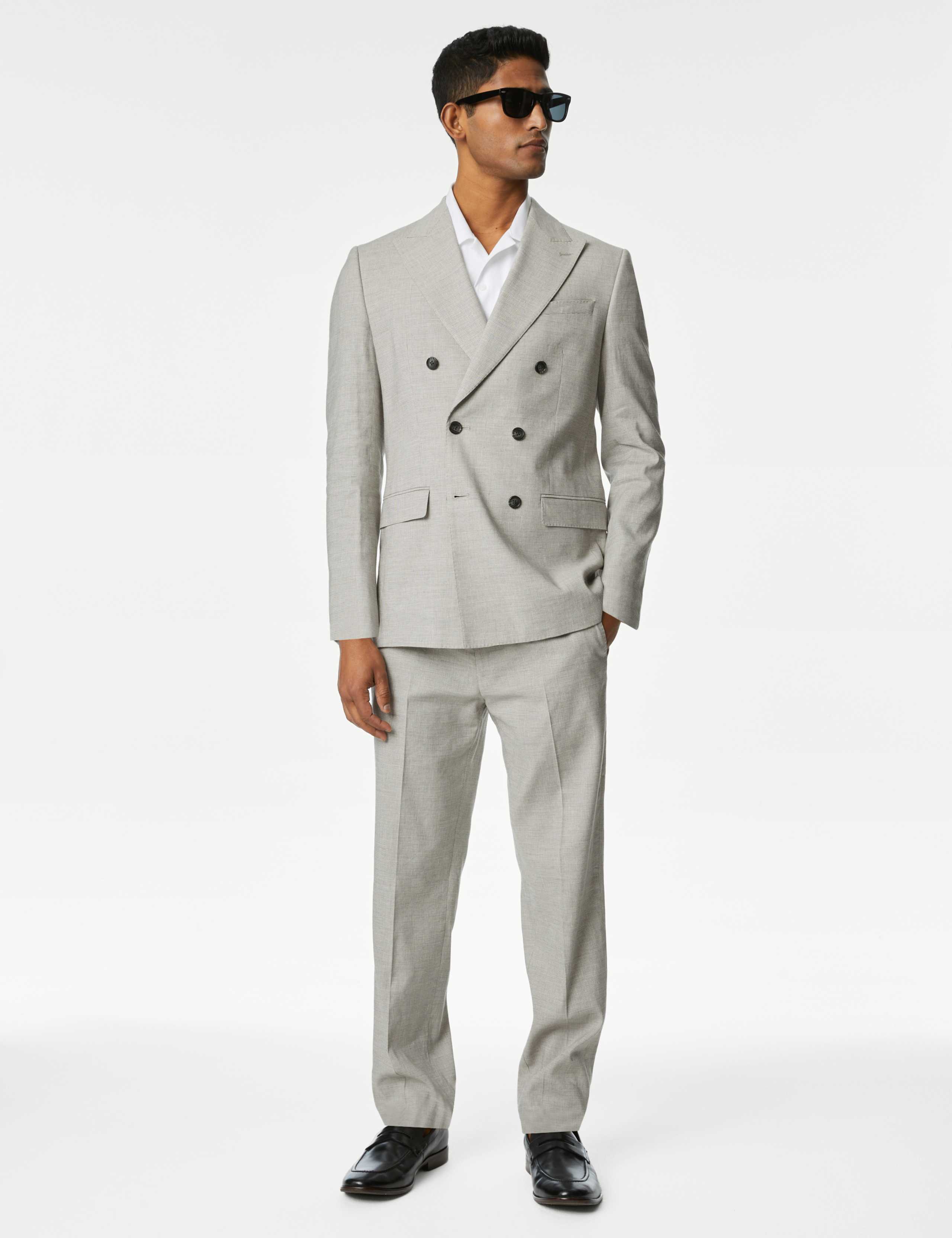 Slim Fit Double Breasted Italian Linen Miracle™ Suit 3 of 7