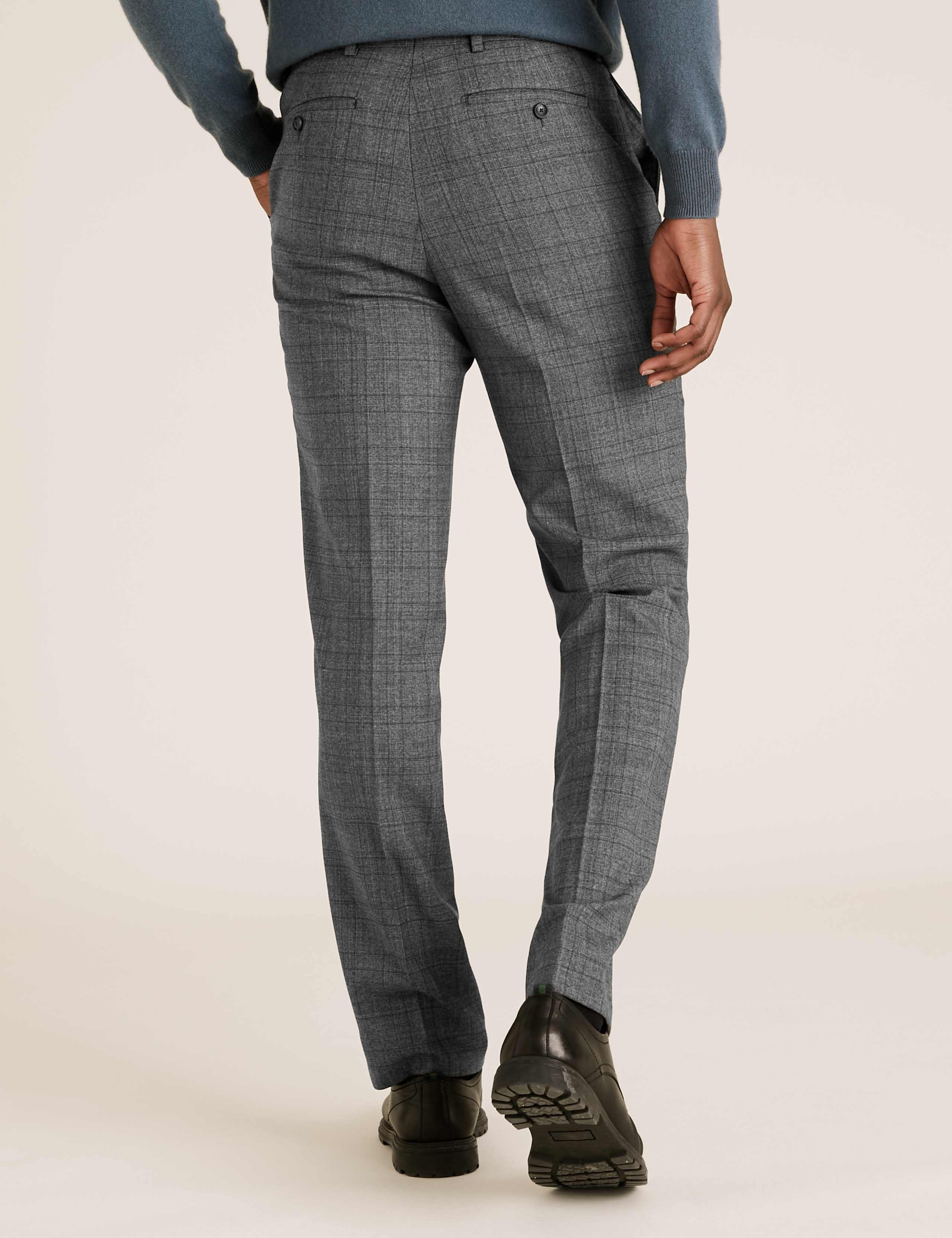 Charcoal Regular Fit Wool Checked Suit 8 of 8
