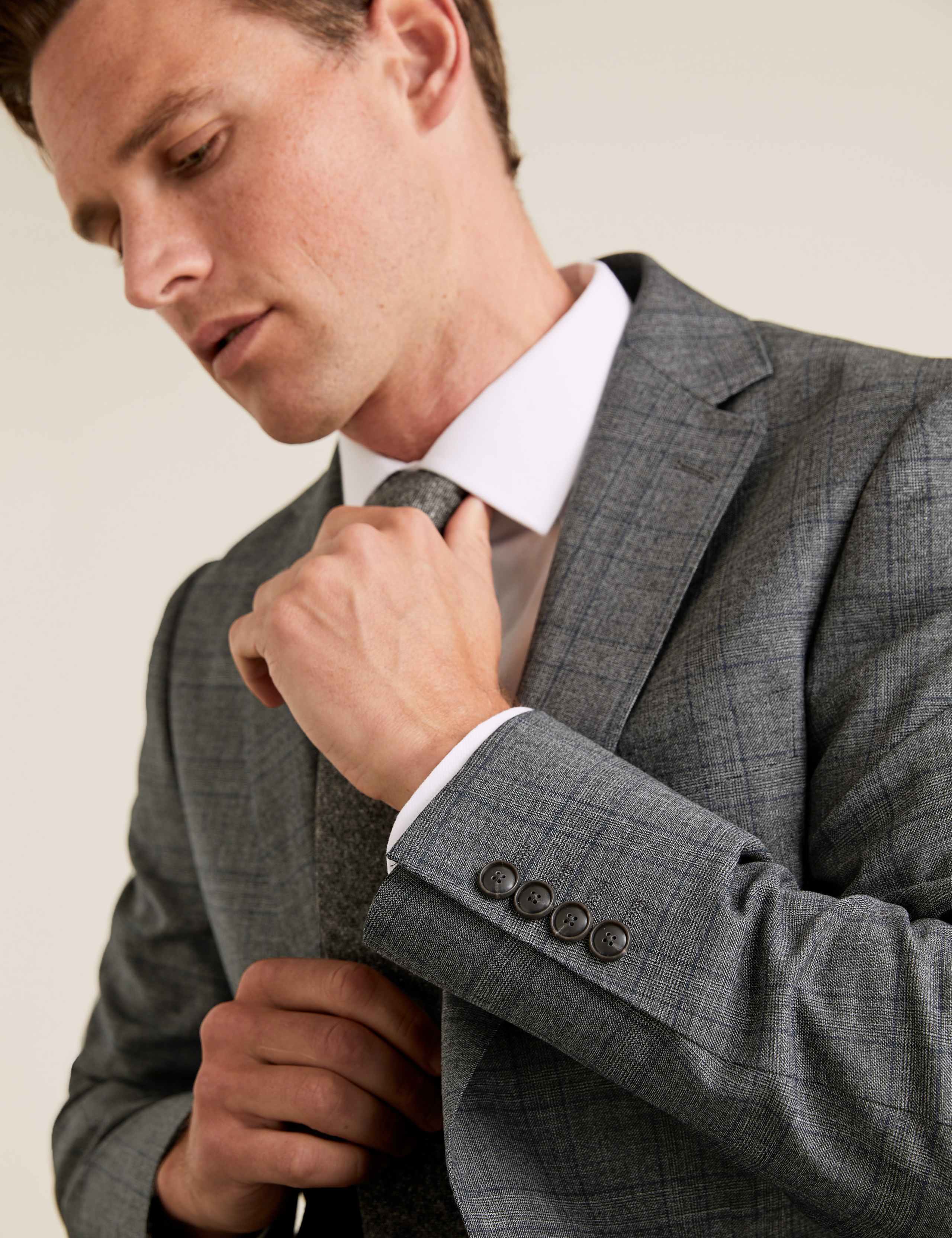 Charcoal Regular Fit Wool Checked Suit 5 of 8