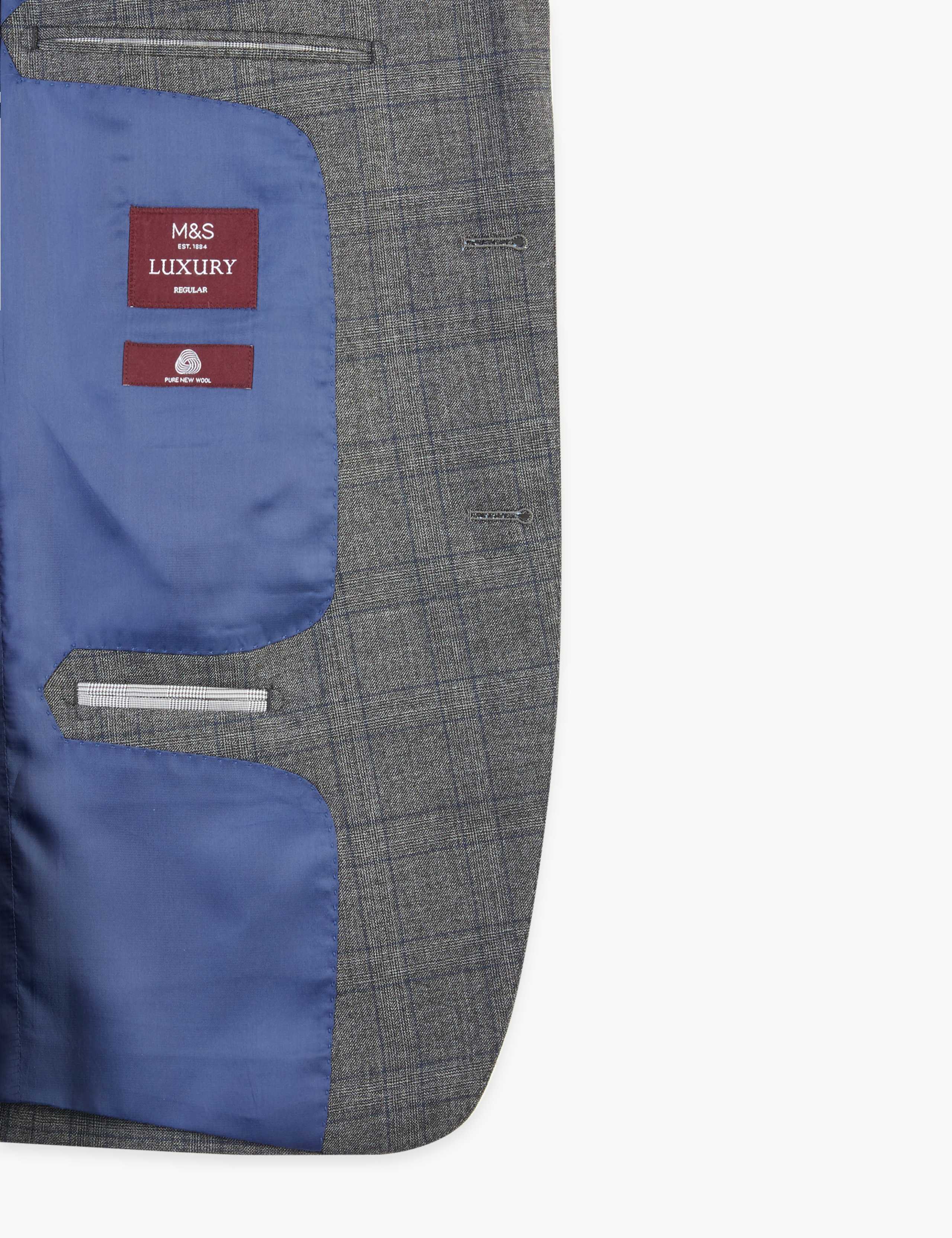 Charcoal Regular Fit Wool Checked Suit 6 of 8