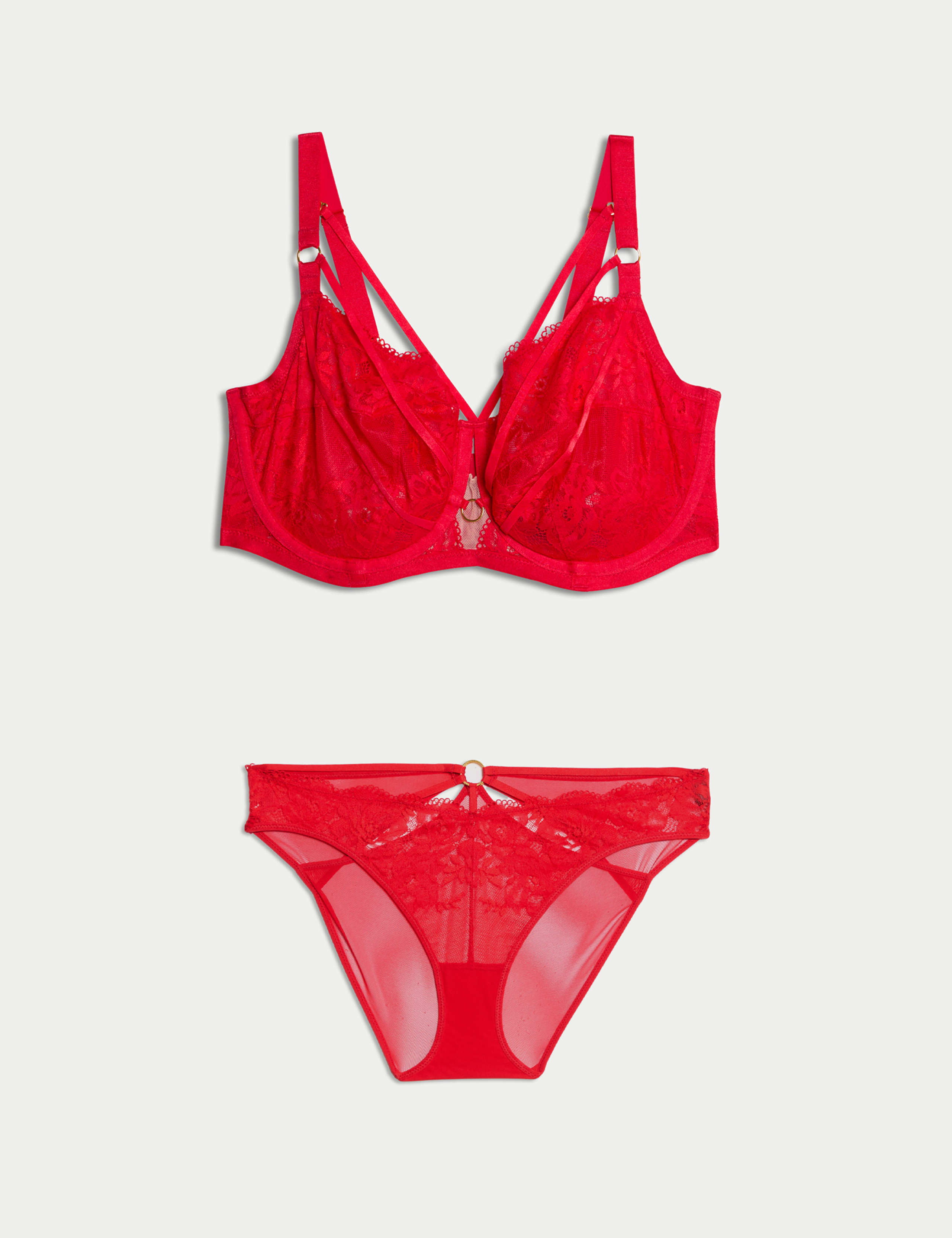 Vera Lace Wired Longline Balcony Bra Set F-H 1 of 6