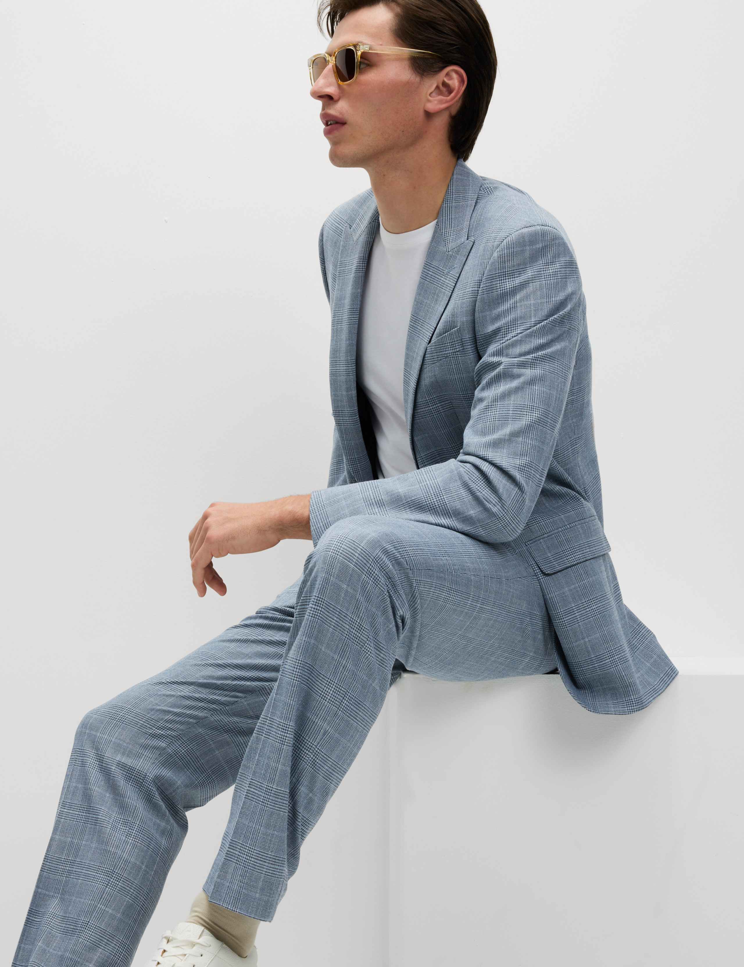 Regular Fit Linen Look Check Suit 5 of 6