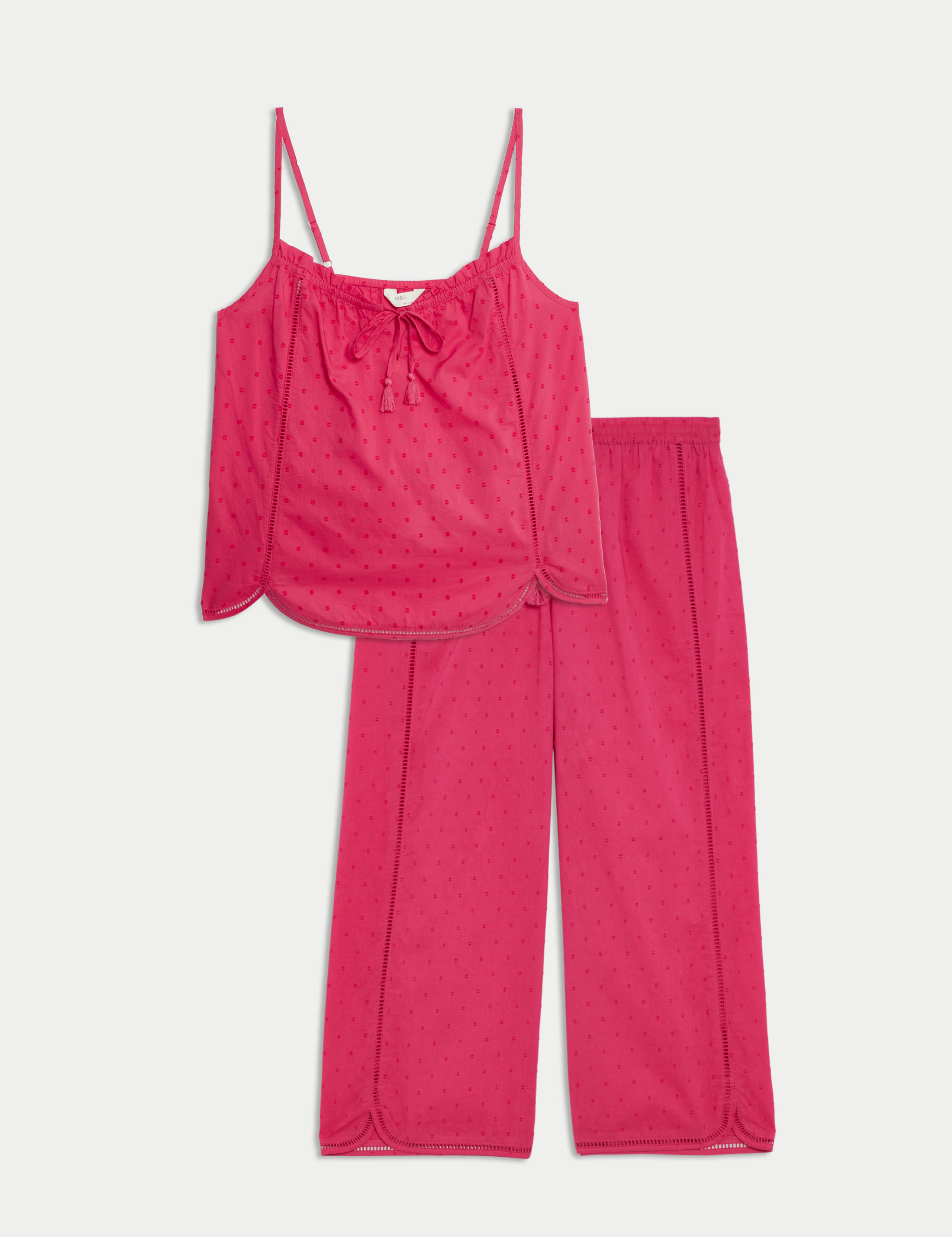 Pure Cotton Tie Front Cami Pyjama Top Set 1 of 6