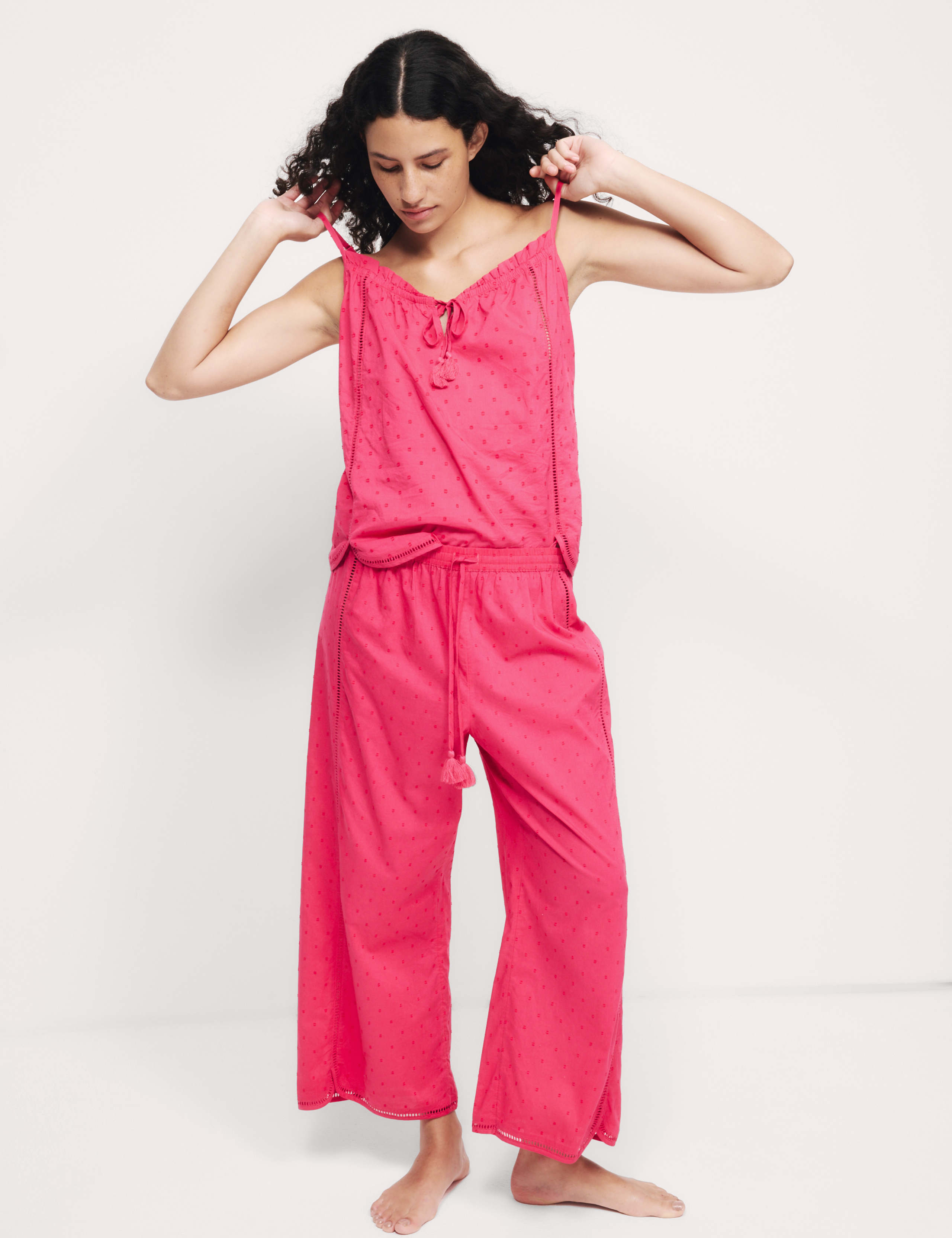 Pure Cotton Tie Front Cami Pyjama Top Set 2 of 6