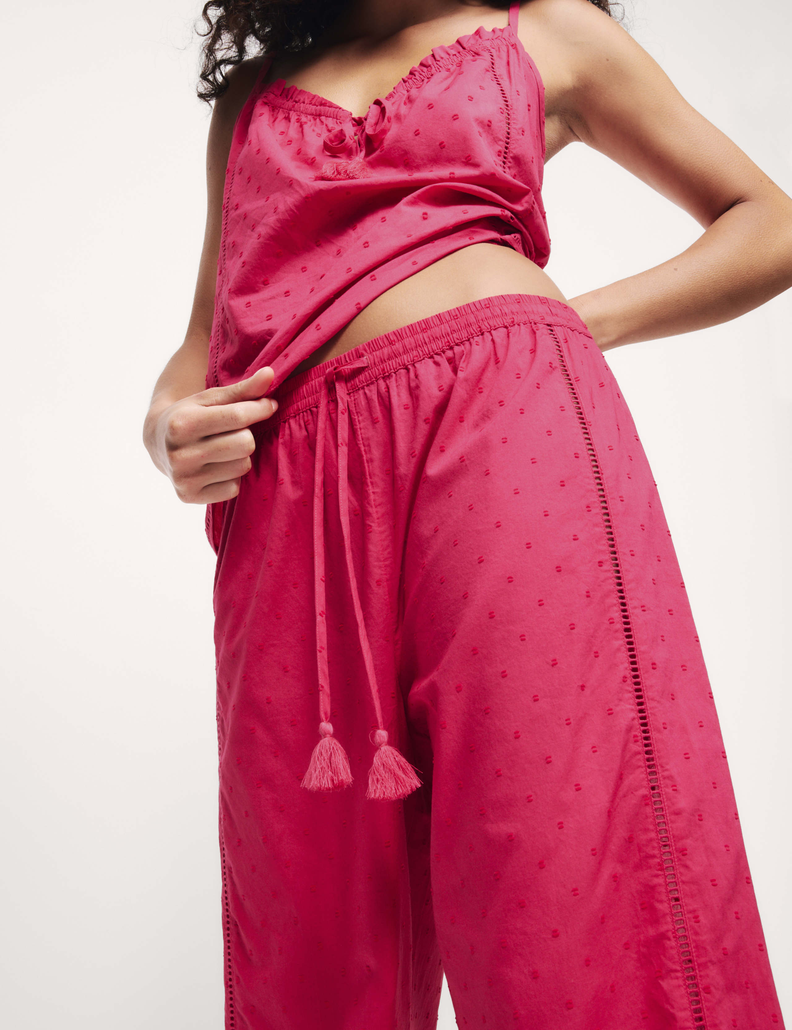 Pure Cotton Tie Front Cami Pyjama Top Set 6 of 6