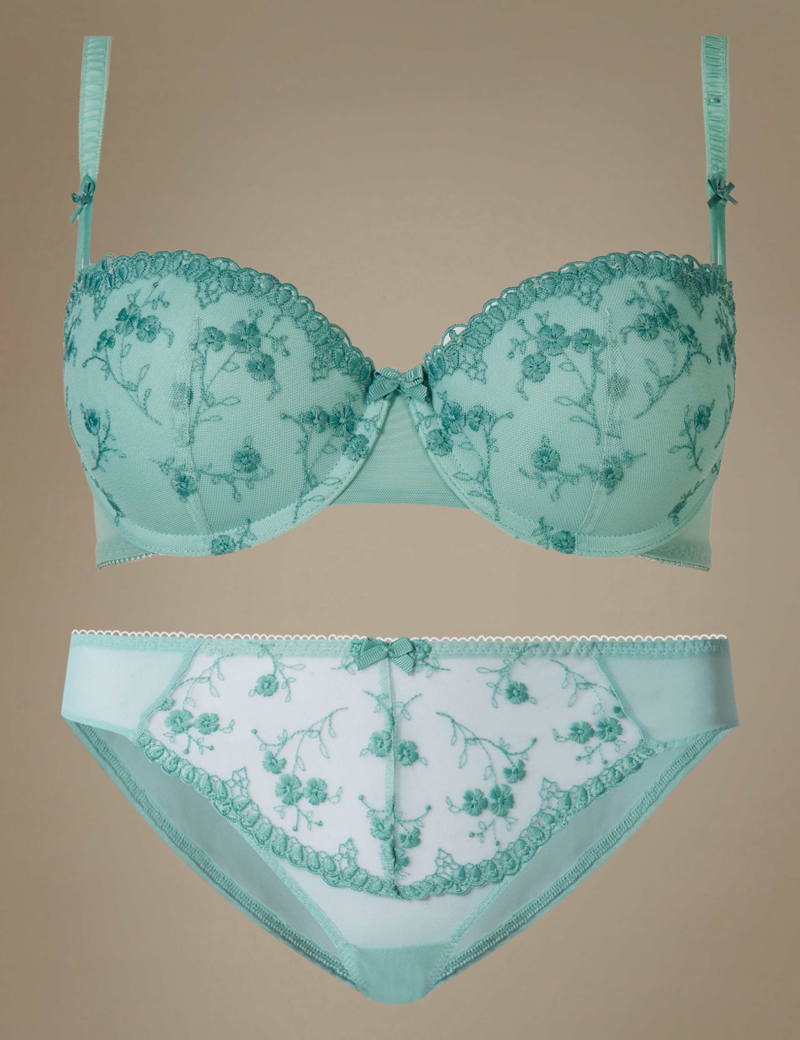 2 Pack Embroidered Set with Padded Push-Up A-E 1 of 7