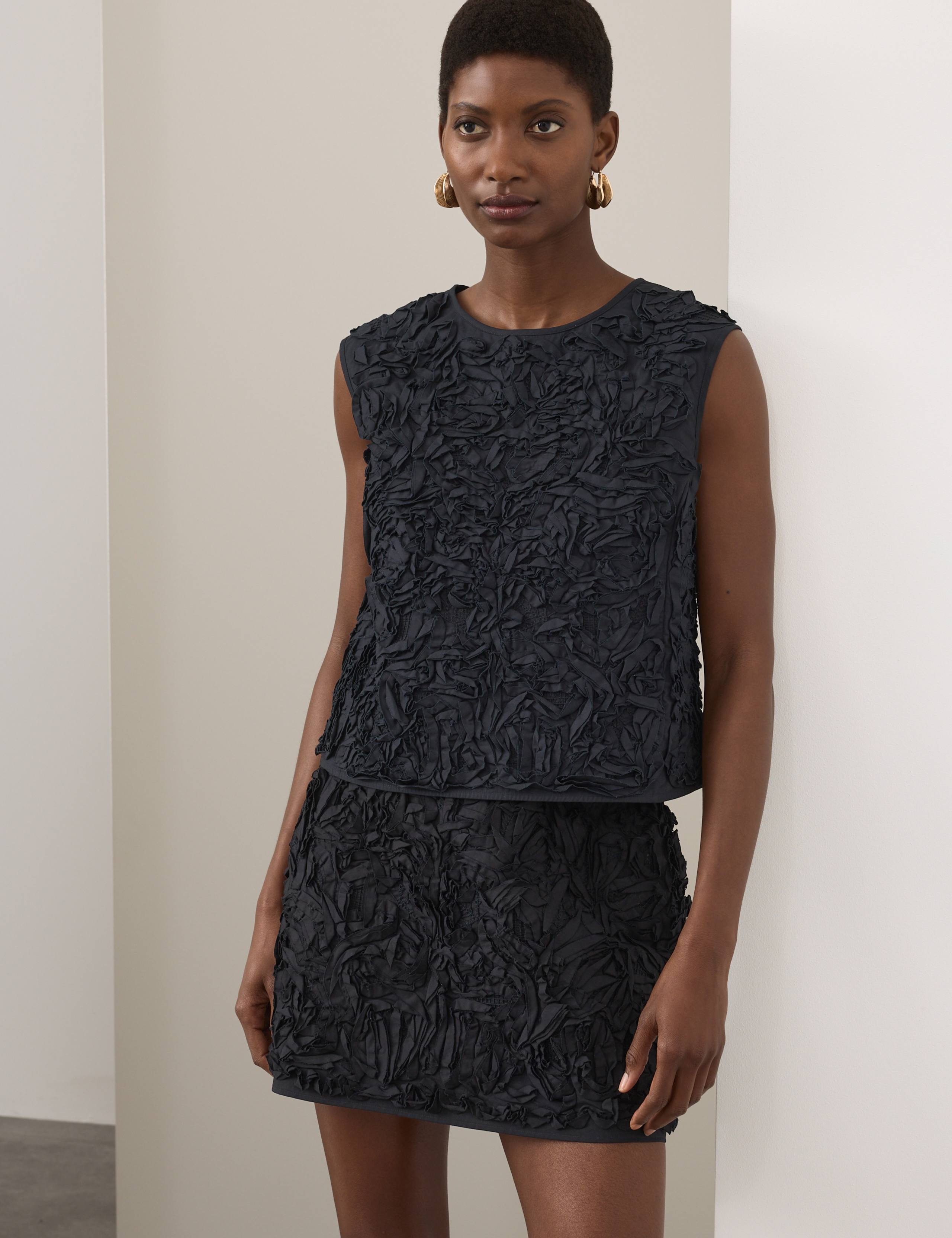 Textured Top & Skirt Set