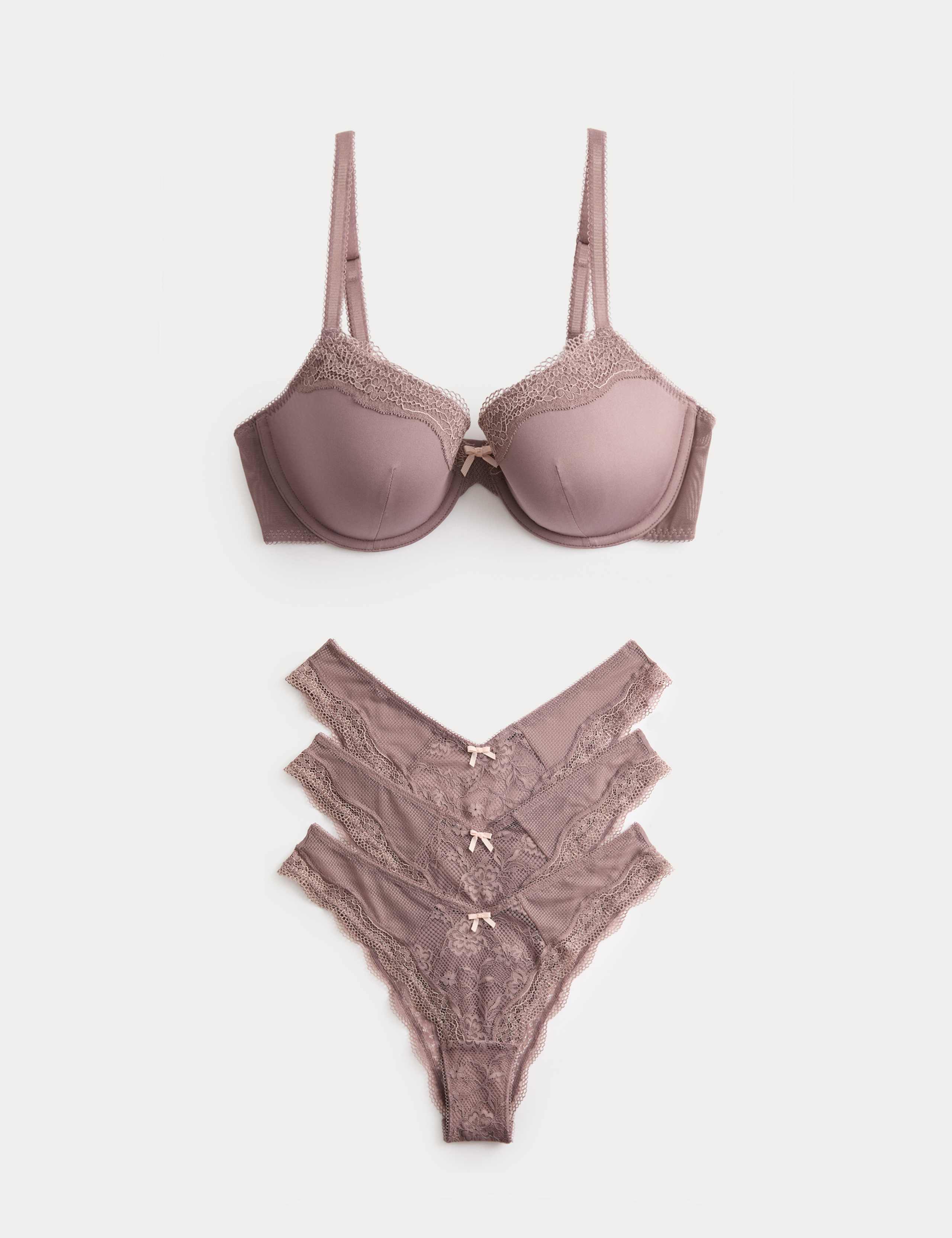 Jasmine Lace Wired Demi Cup Bra Set A-E 1 of 6