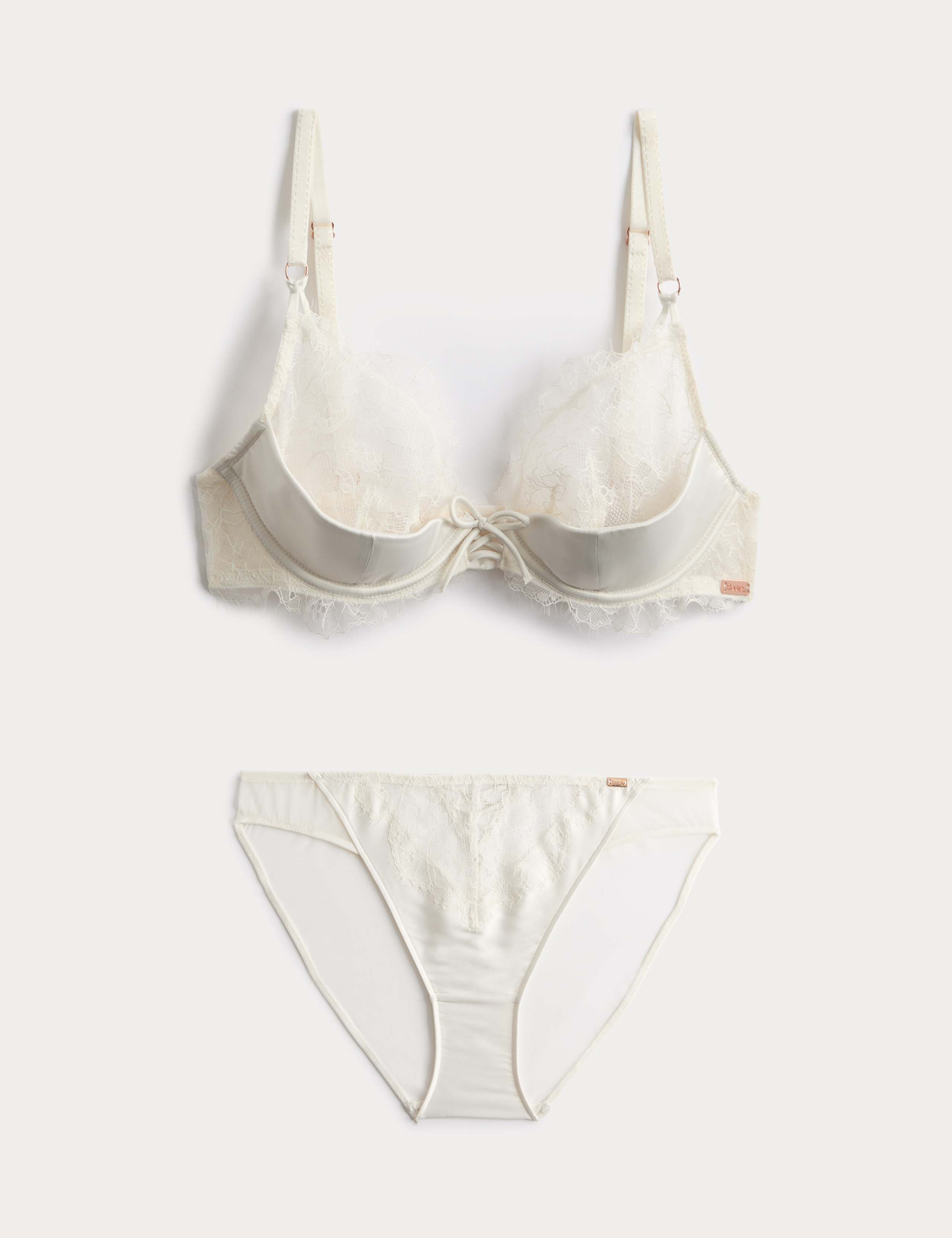 Forget Me Not Satin Wired Plunge Bra Set A-E 1 of 6