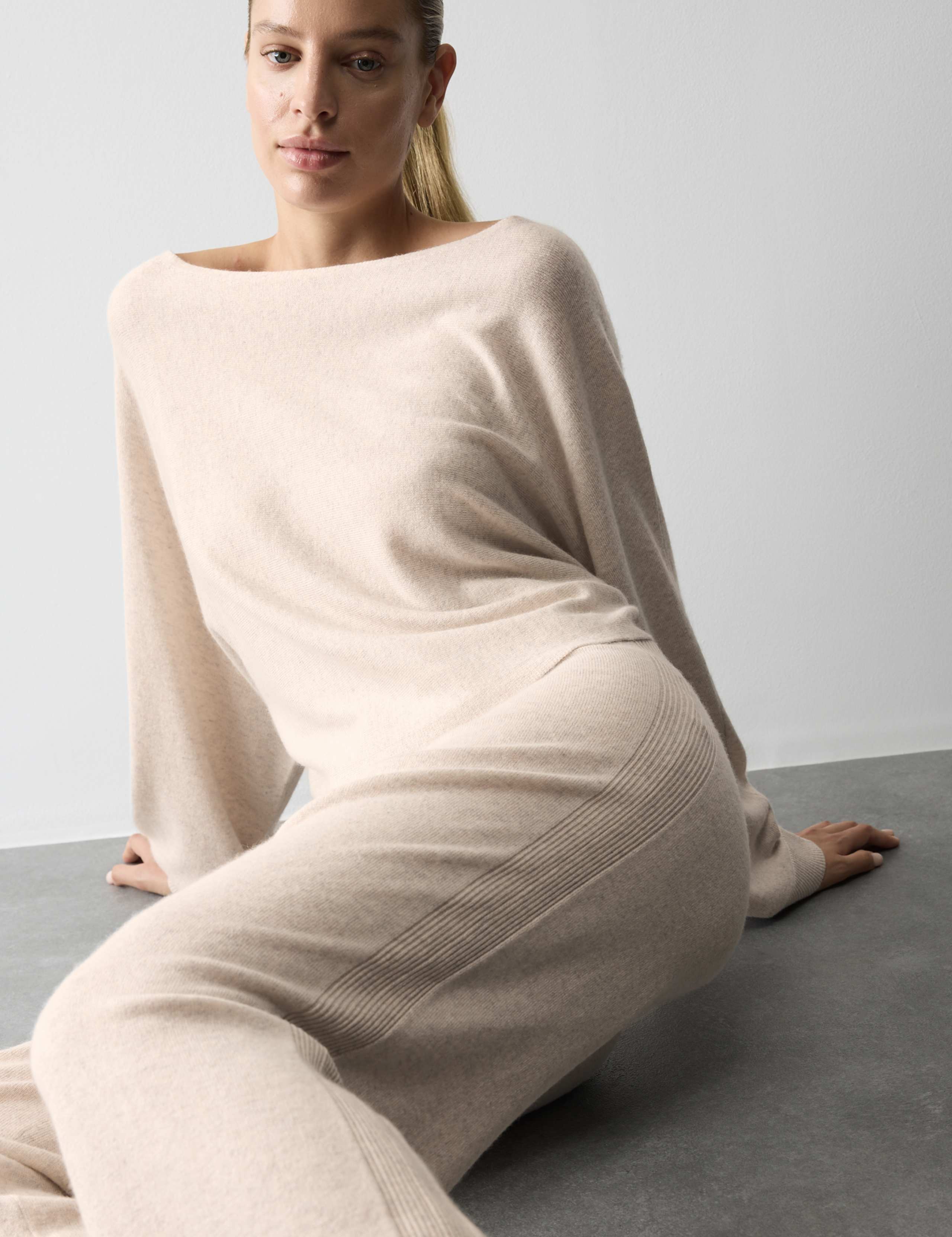 Merino Wool Blend Pyjama Top with Cashmere & Bottom Set