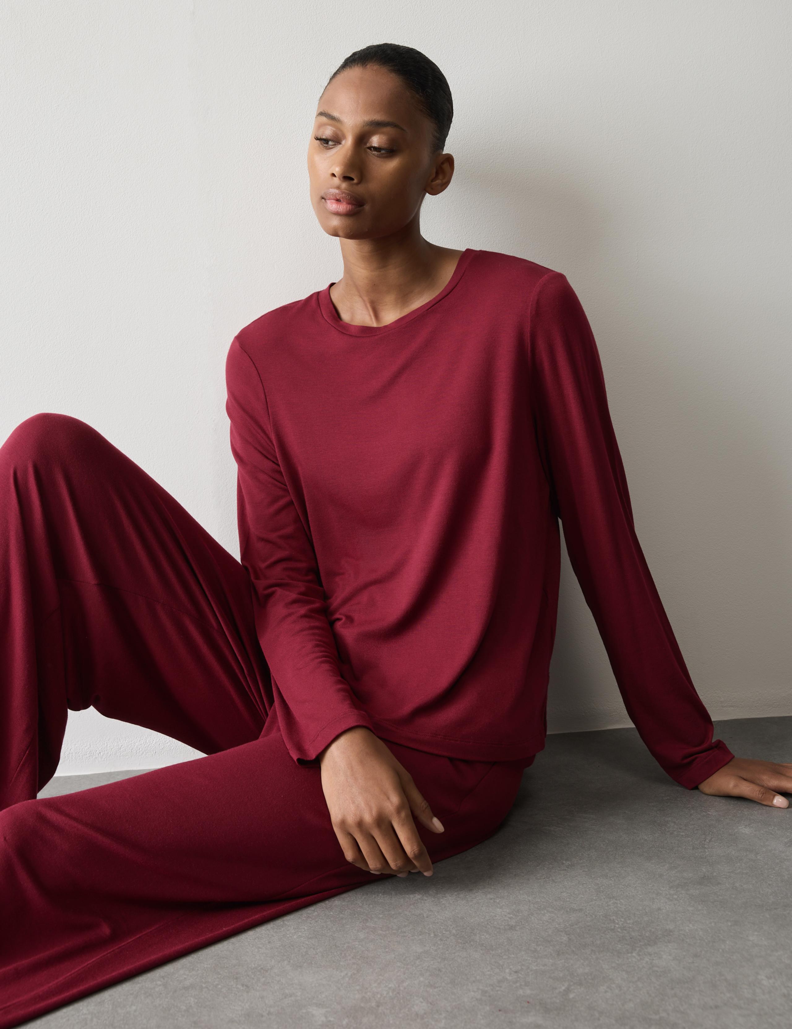 Modal Rich Long Sleeve Pyjama Top & Bottom Set