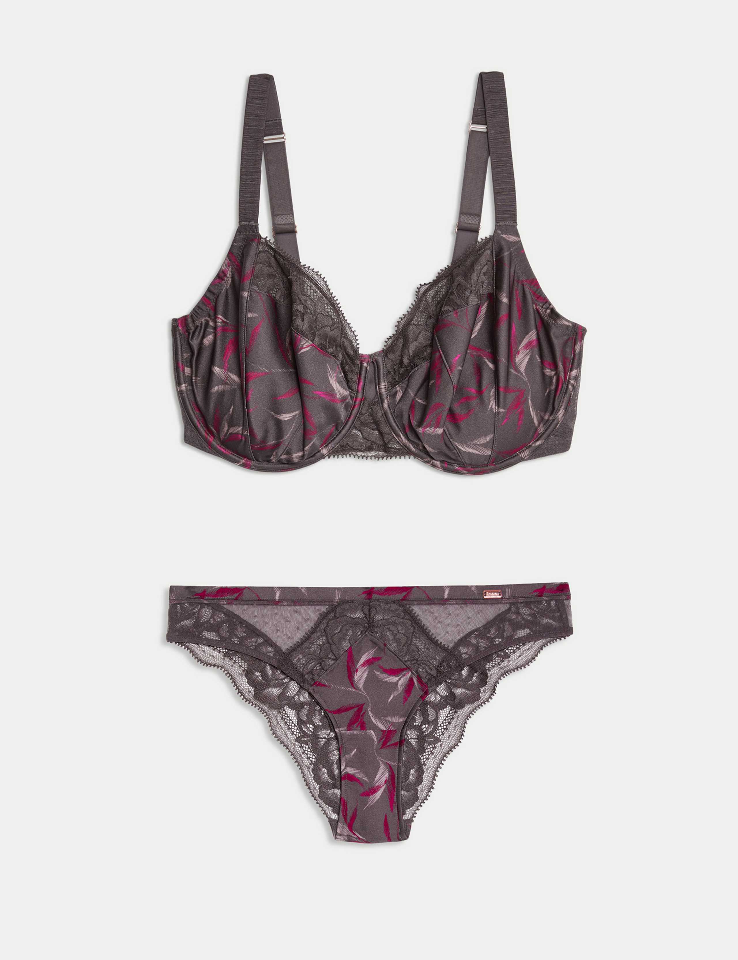 Mimosa Silk & Lace Wired Balcony Bra Set F-H 1 of 6