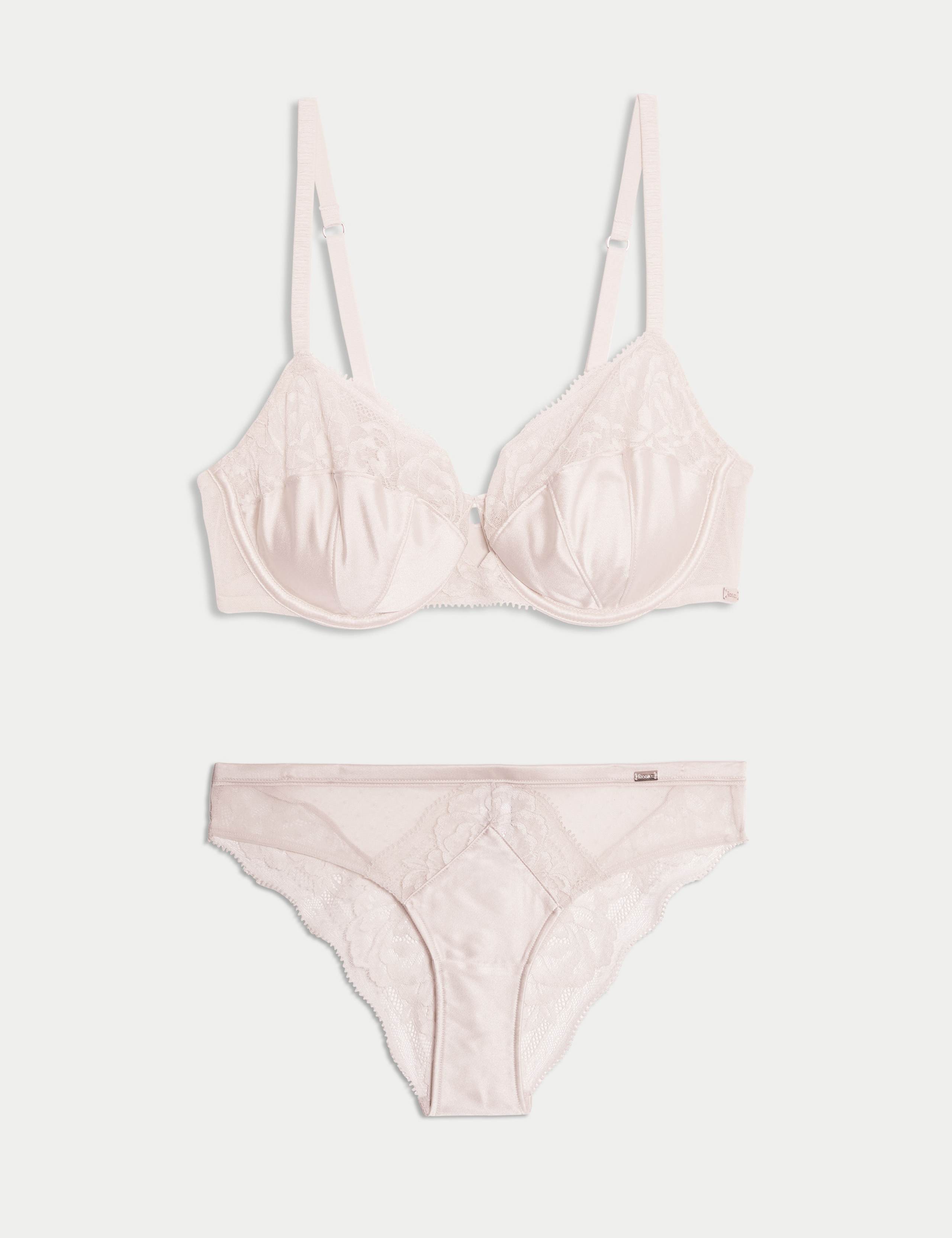 Silk & Lace Wired Balcony Bra Set 1 of 6