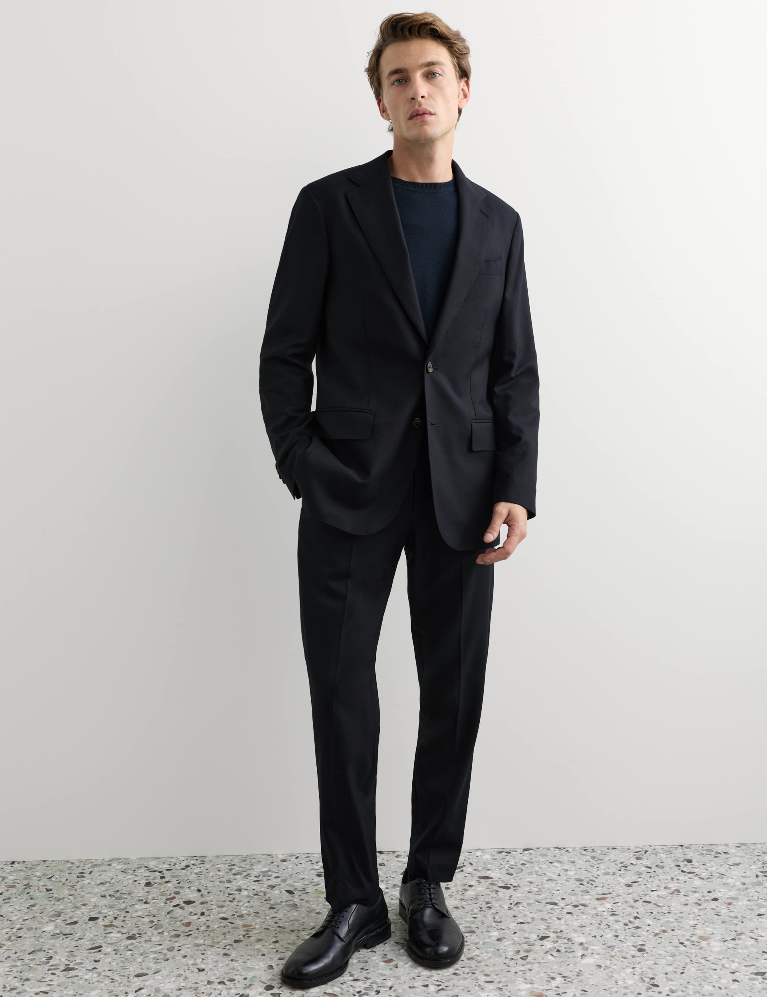 2 Piece Tailored Fit Italian Wool Flannel Suit