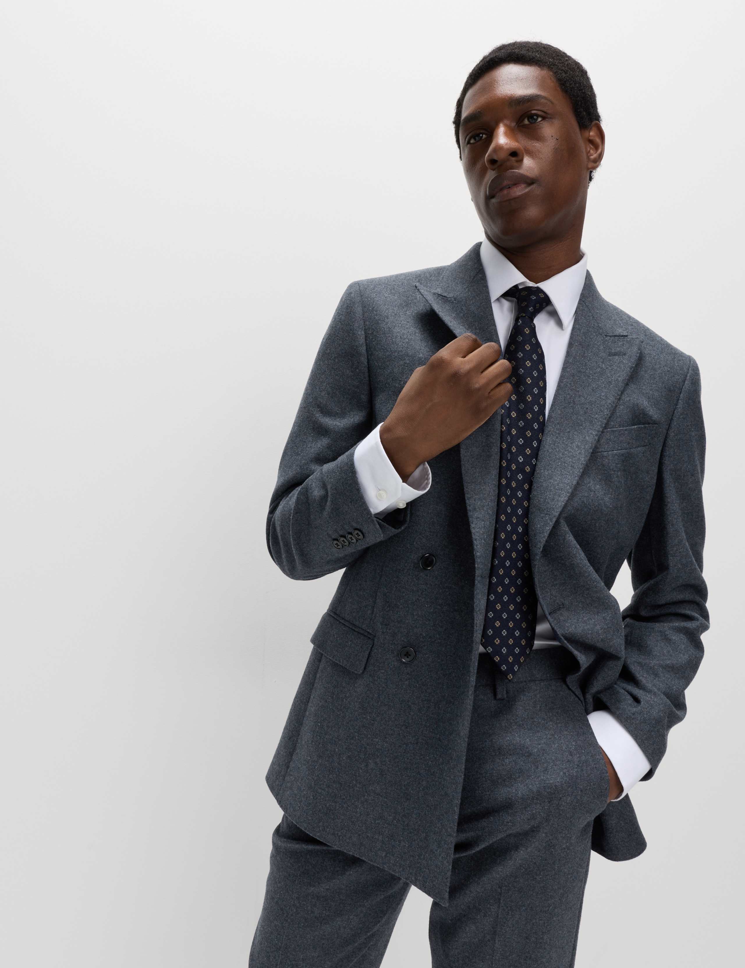 Tailored Fit Wool Rich Tweed Double Breasted Suit 5 of 6