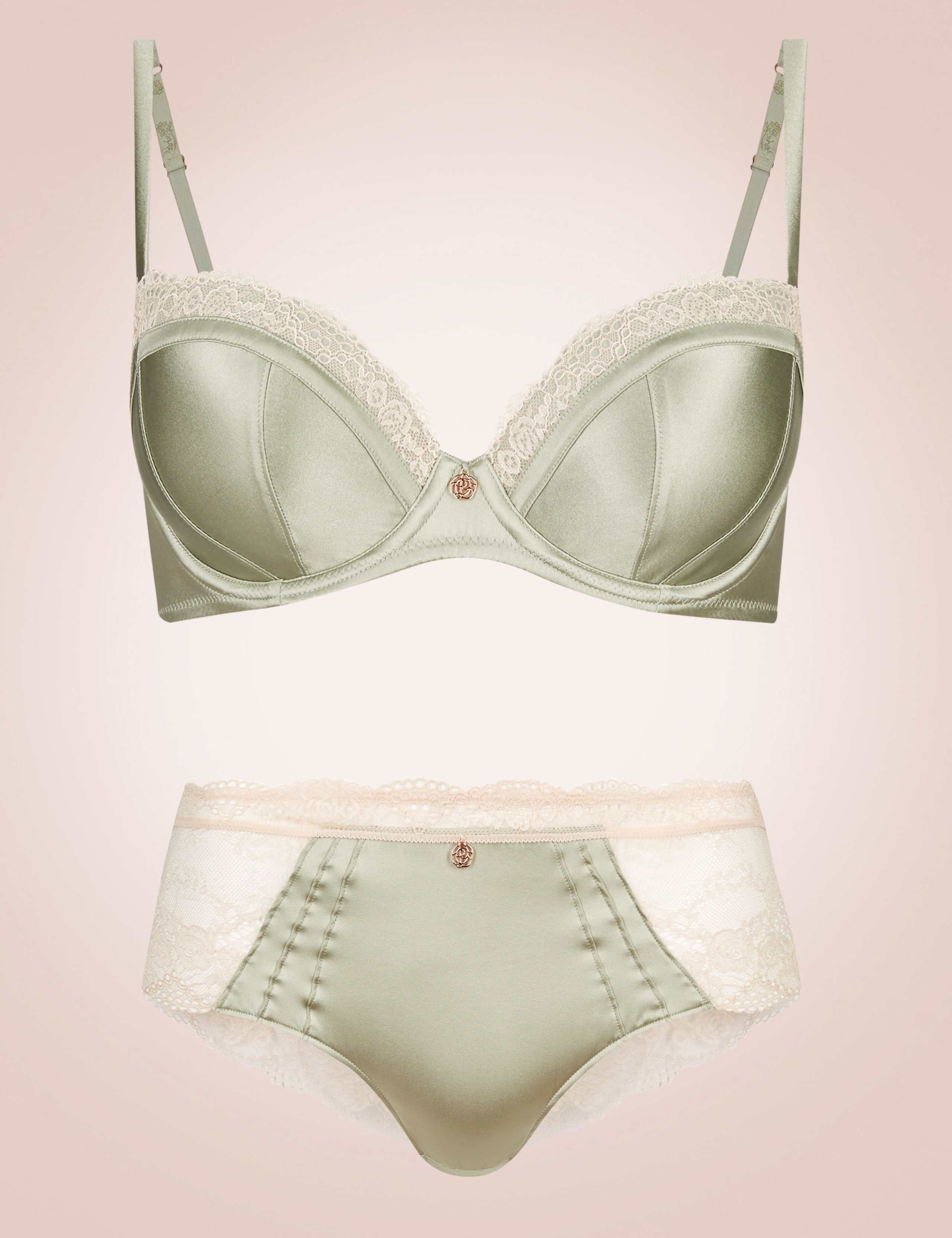 Silk & Lace Set with Padded Balcony A-E 1 of 6