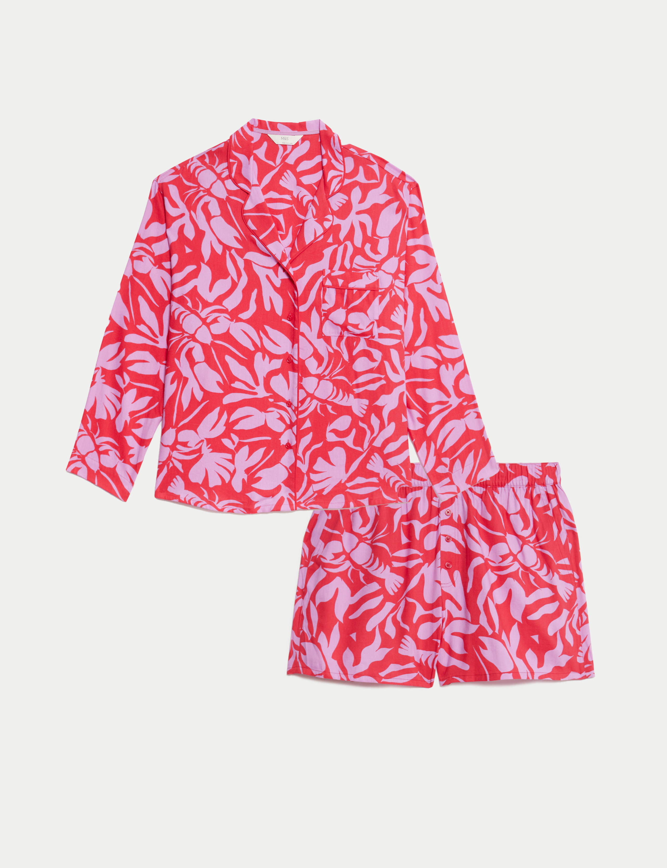 Cotton Blend Lobster Print Pyjama Top Set 1 of 6