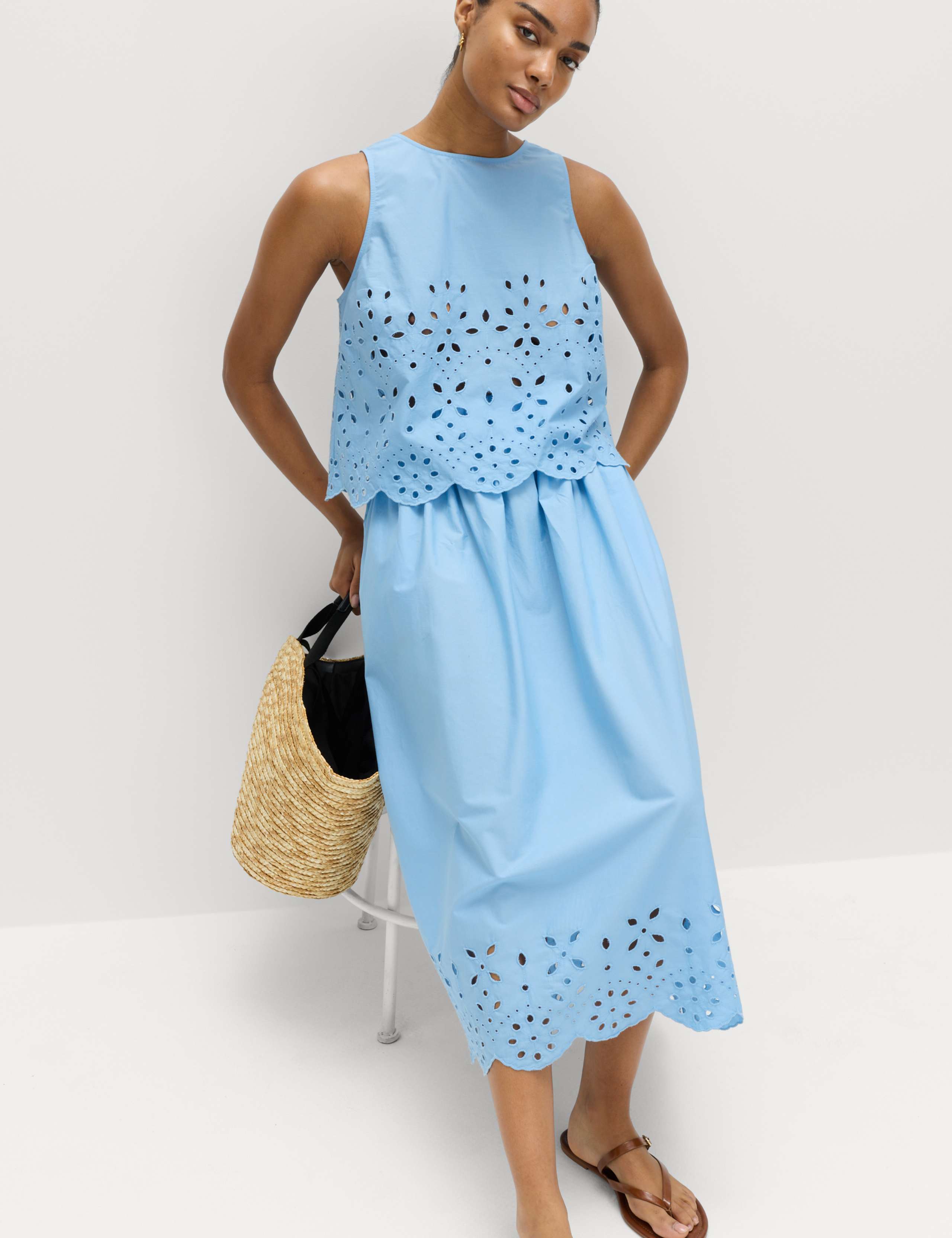 Broderie Top & Skirt Set