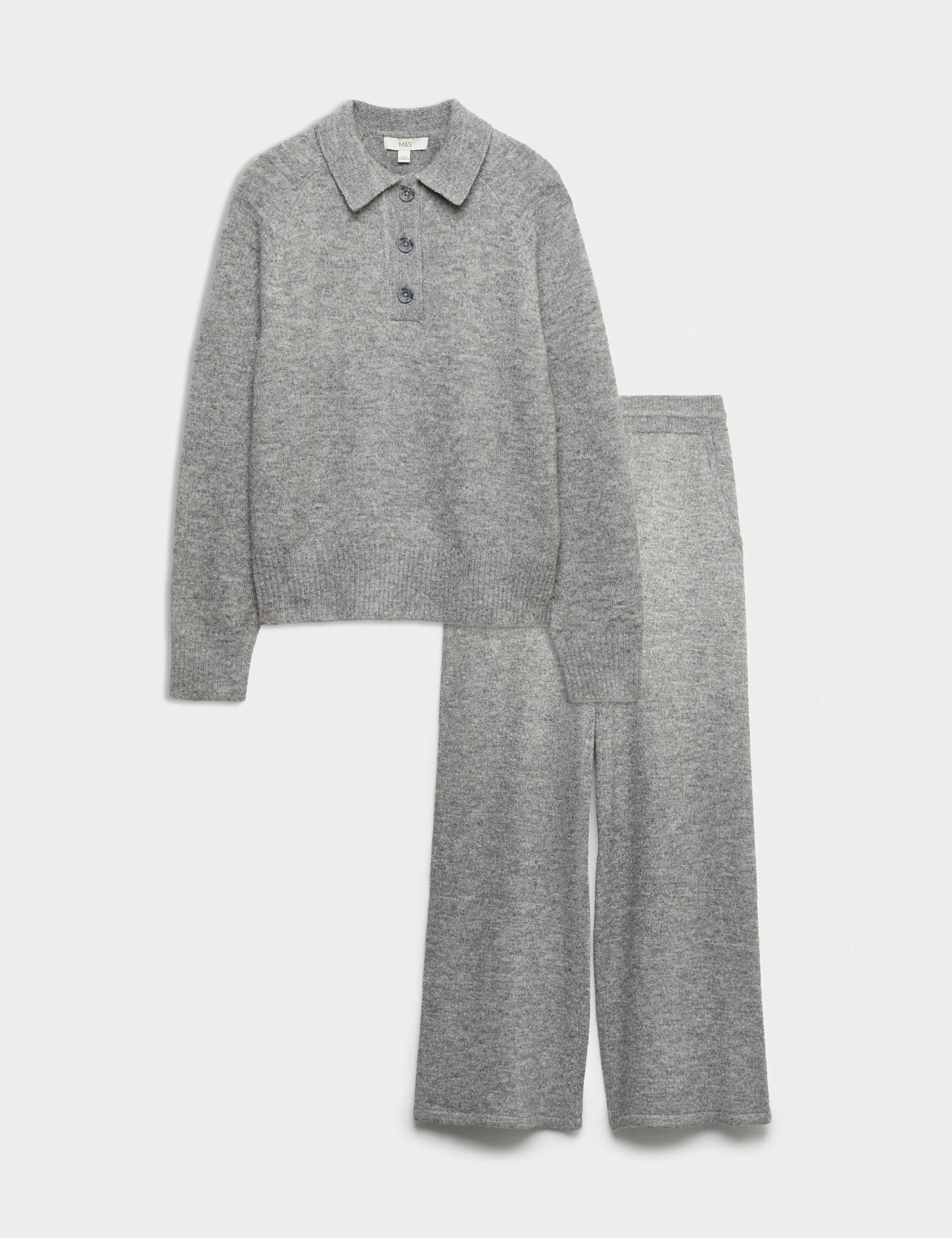 Collared Jumper & Wide Leg Trousers Set 1 of 6